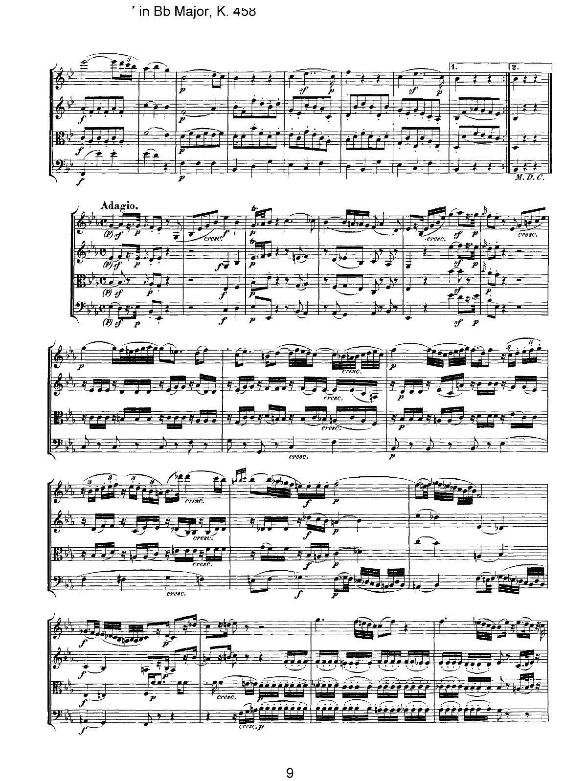 Mozart Quartet No 17 in Bb Major K 458(总谱)9