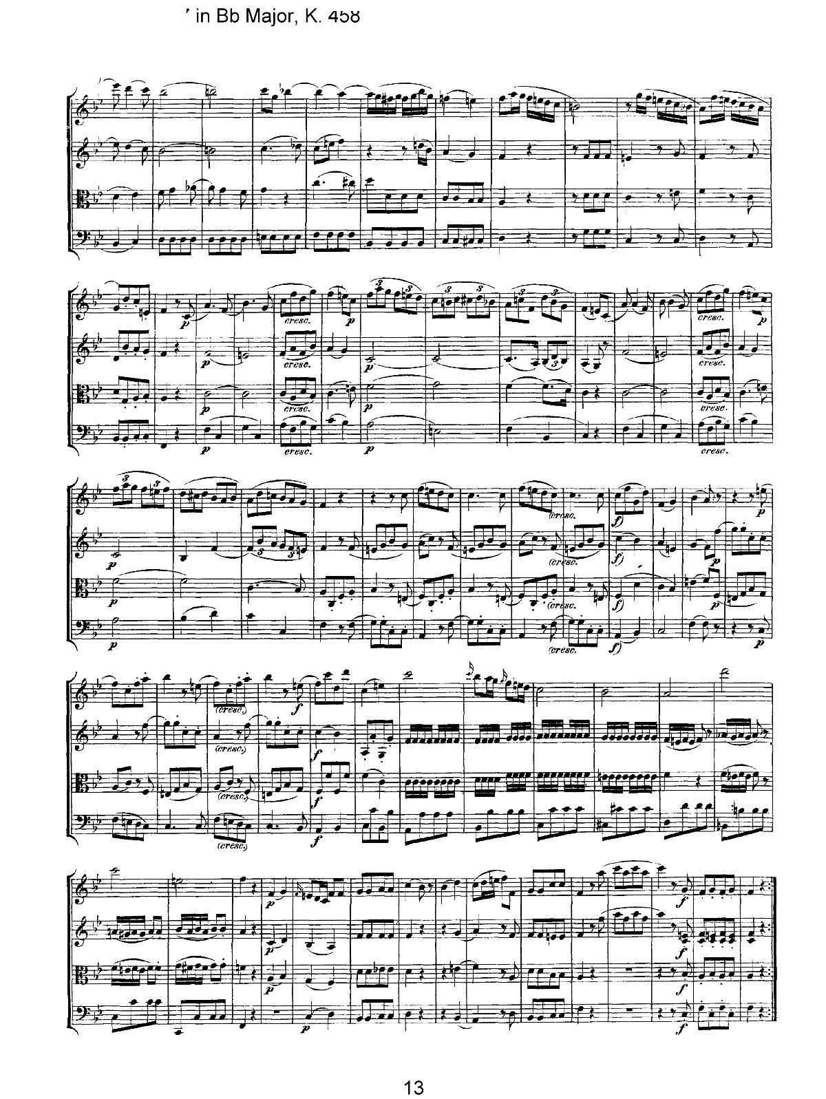 Mozart Quartet No 17 in Bb Major K 458(总谱)13