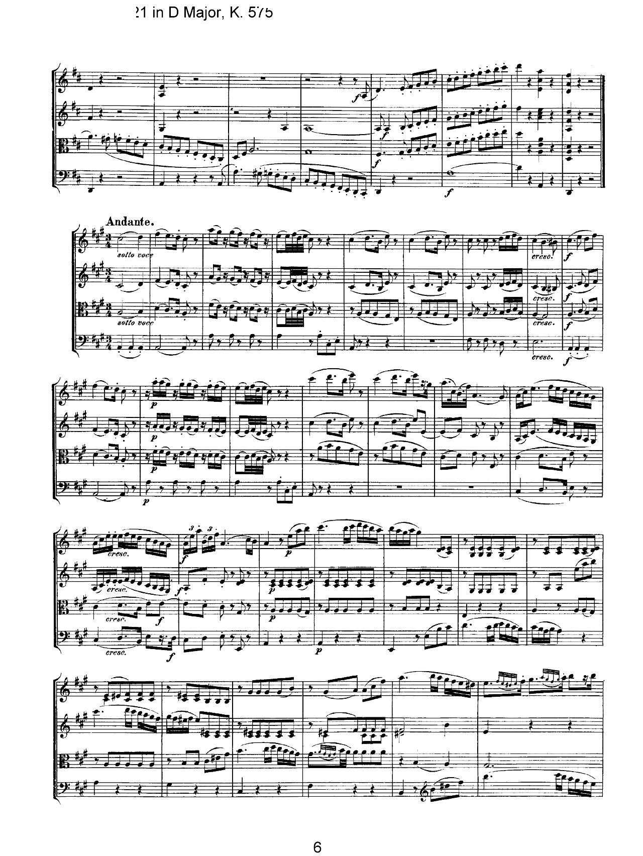 Mozart Quartet No 21 in D Major K 575(总谱)6