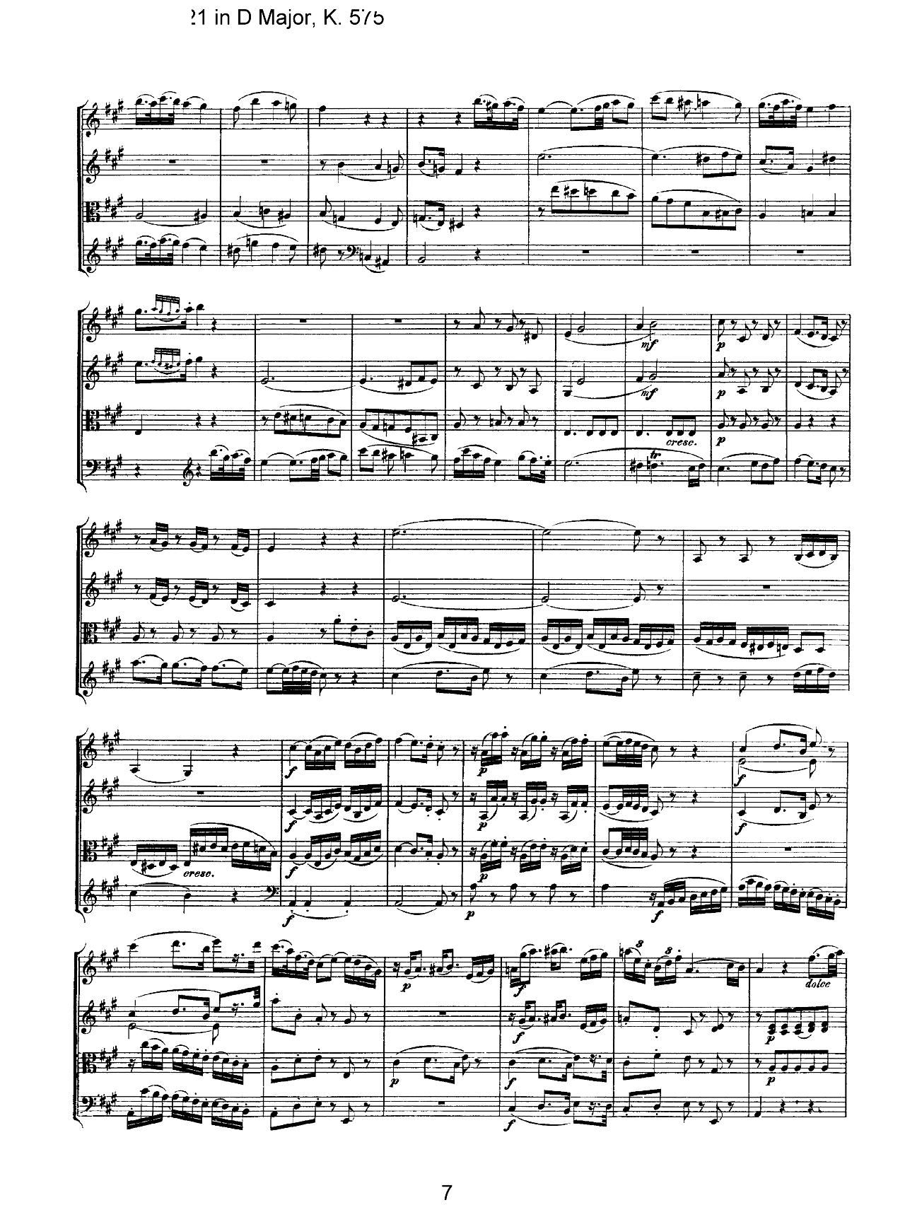 Mozart Quartet No 21 in D Major K 575(总谱)7