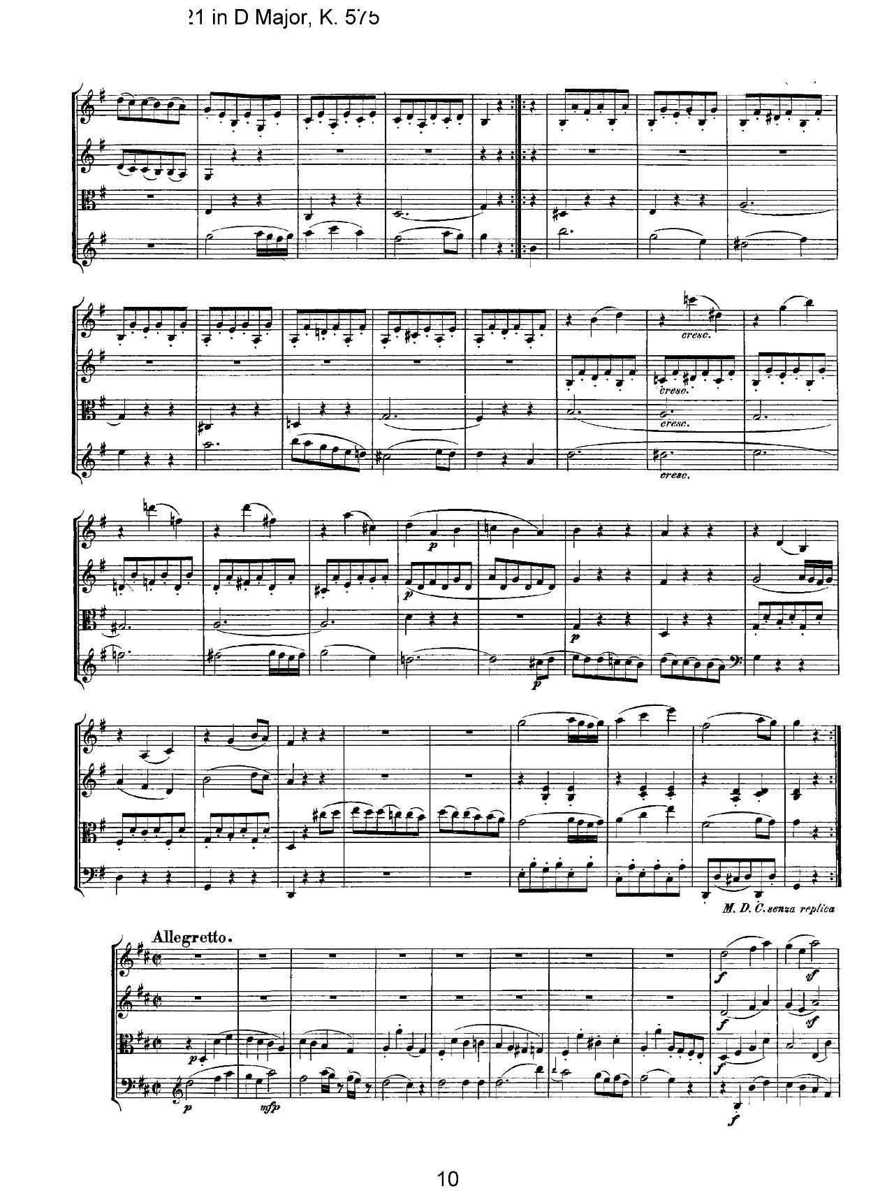 Mozart Quartet No 21 in D Major K 575(总谱)10