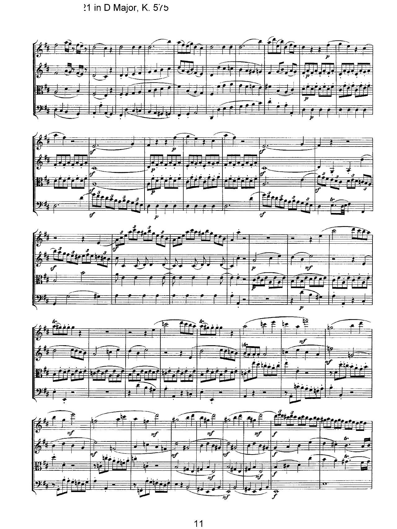 Mozart Quartet No 21 in D Major K 575(总谱)11