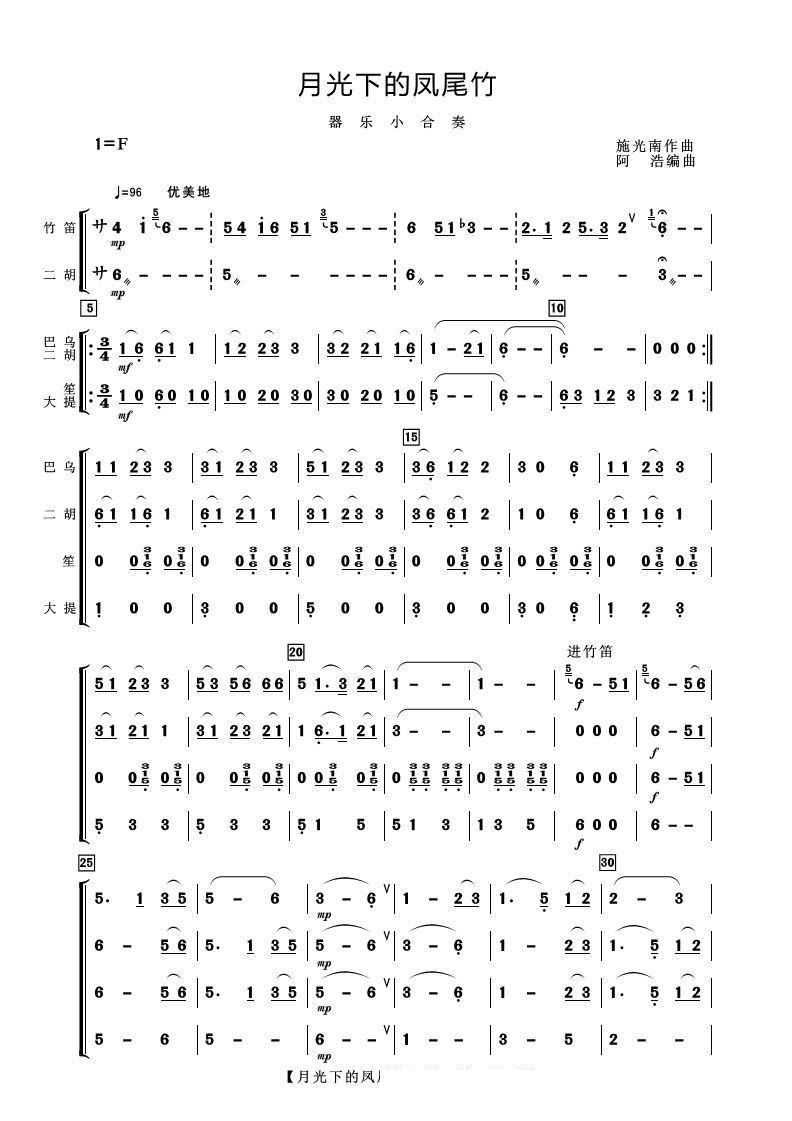 月光下的凤尾竹 器乐小合奏(总谱)1