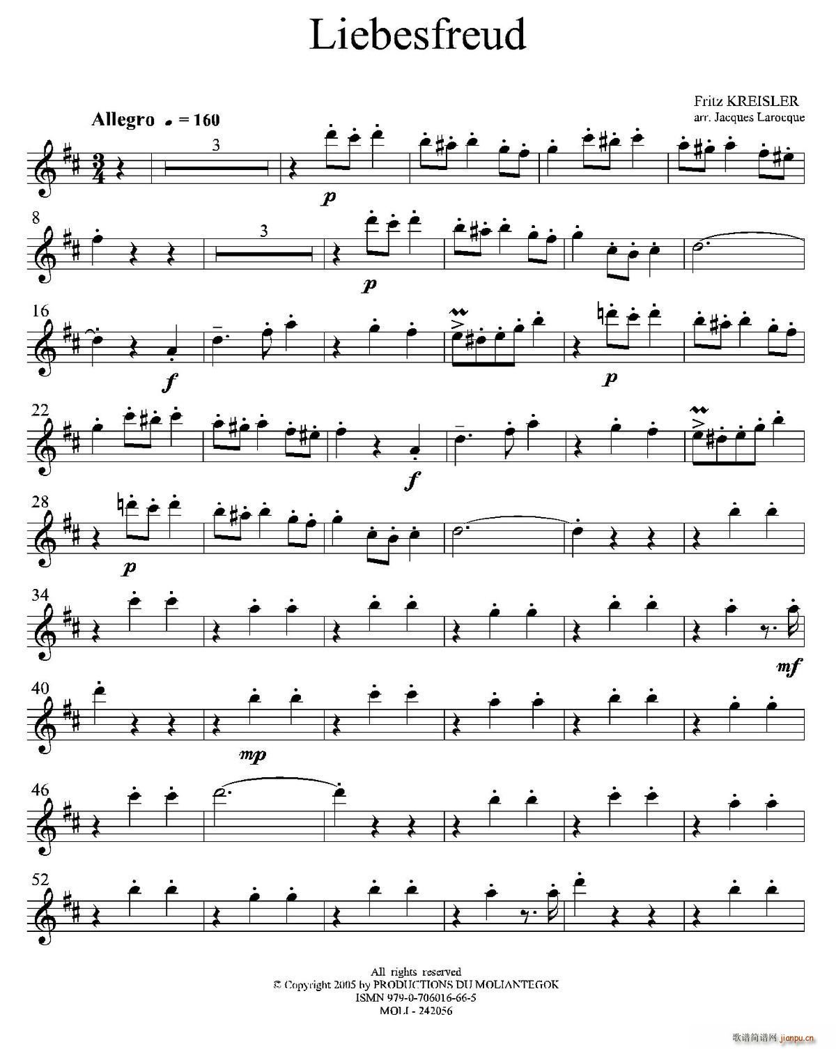 Liebesfreud 四重奏第一高音萨克斯(总谱)1