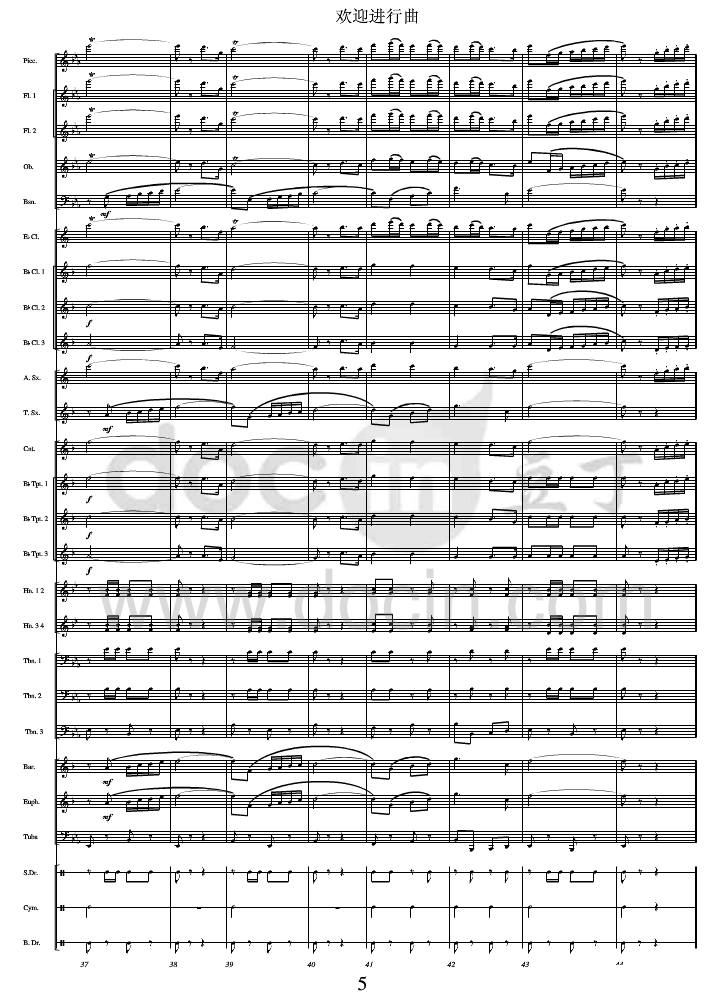 欢迎进行曲 军乐(总谱)5
