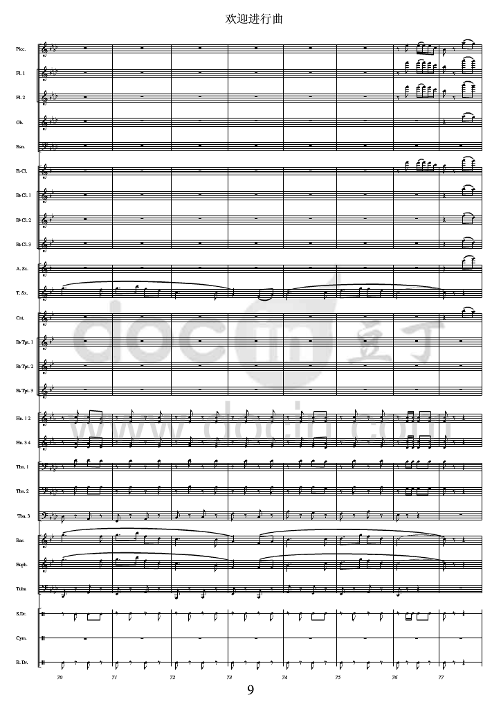 欢迎进行曲 军乐(总谱)9