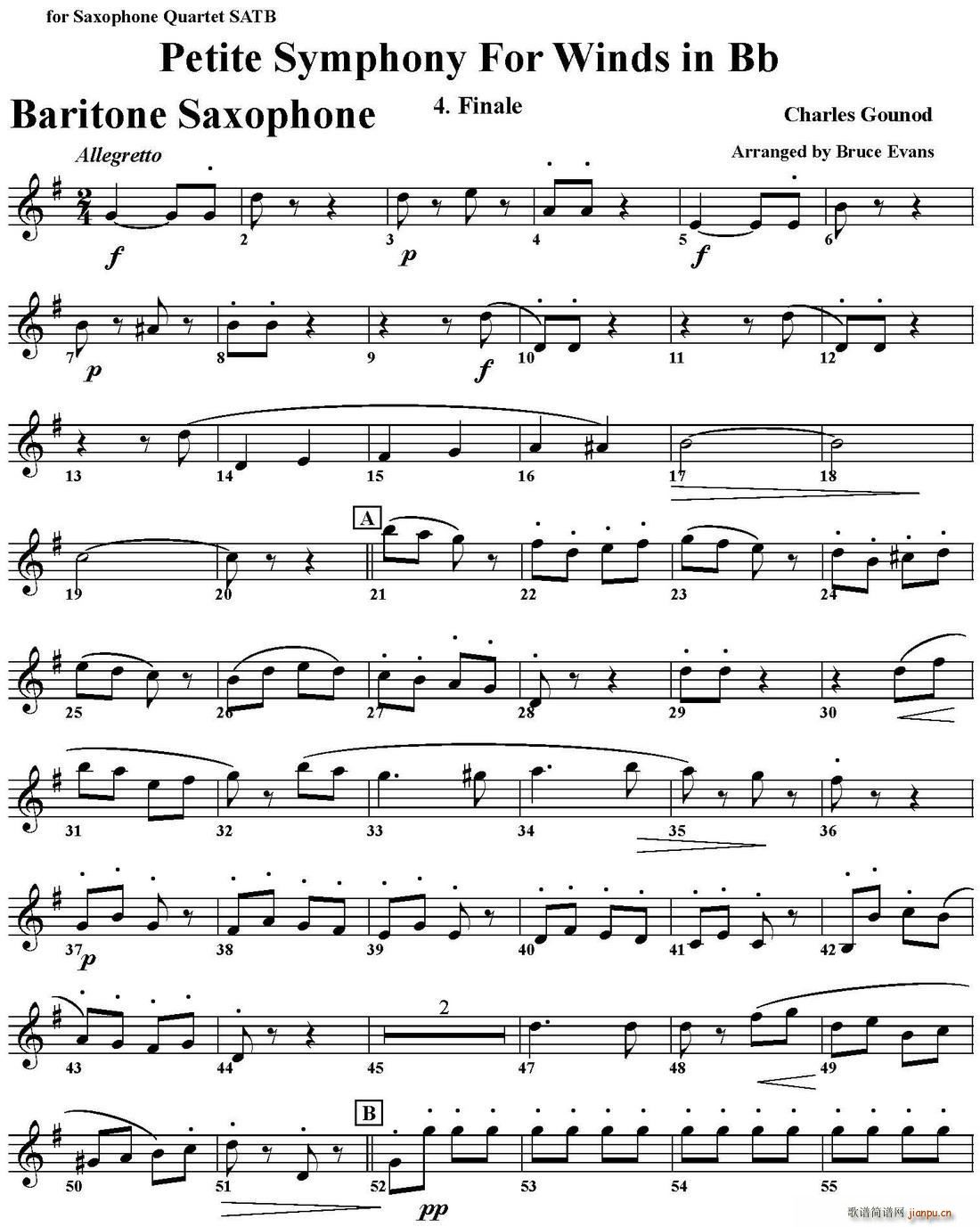 Petite Symphony For Winds in Bb 四重奏 上低音萨克斯(总谱)1