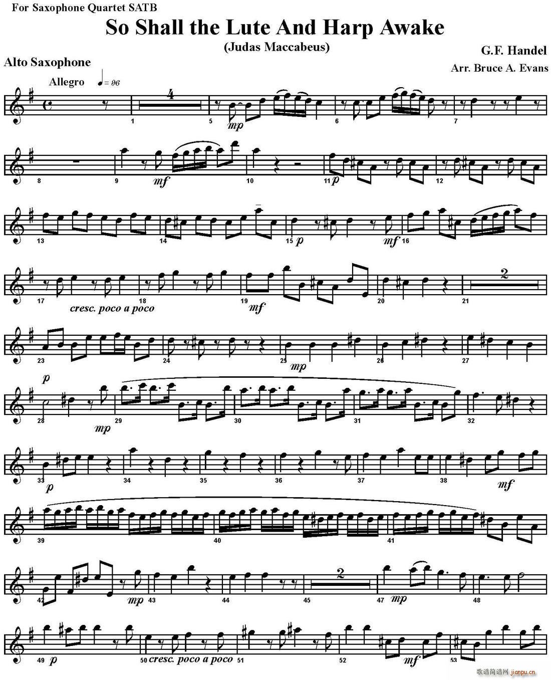 So Shall the Lute And Harp Awake 四重奏 中音萨克斯(总谱)1