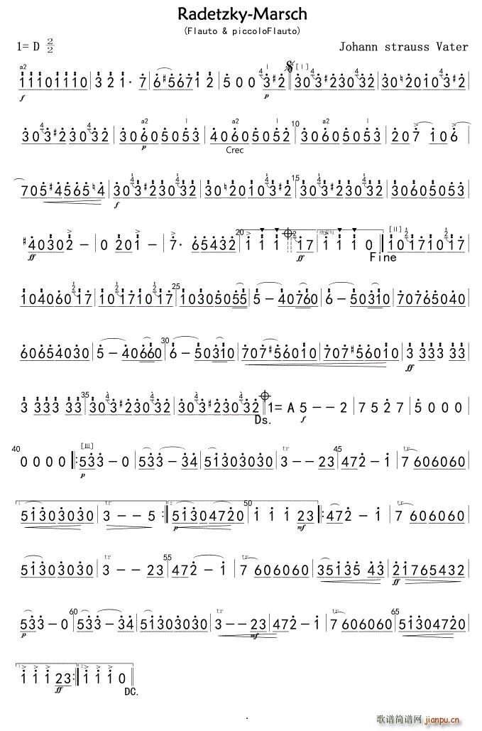 拉德茨基进行曲 管弦乐长短笛 简(总谱)1