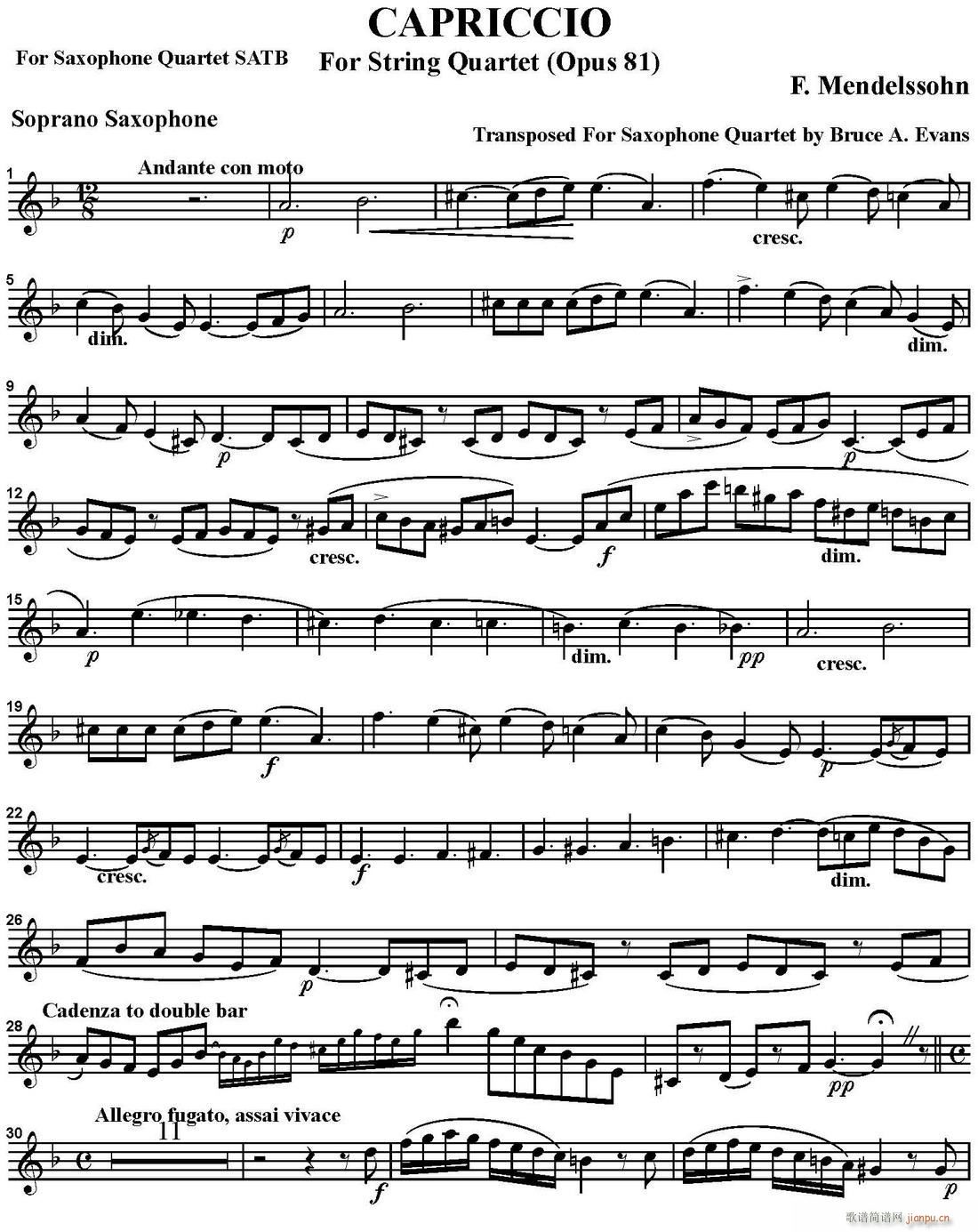 CAPRICCIO 四重奏 高音萨克斯(总谱)1