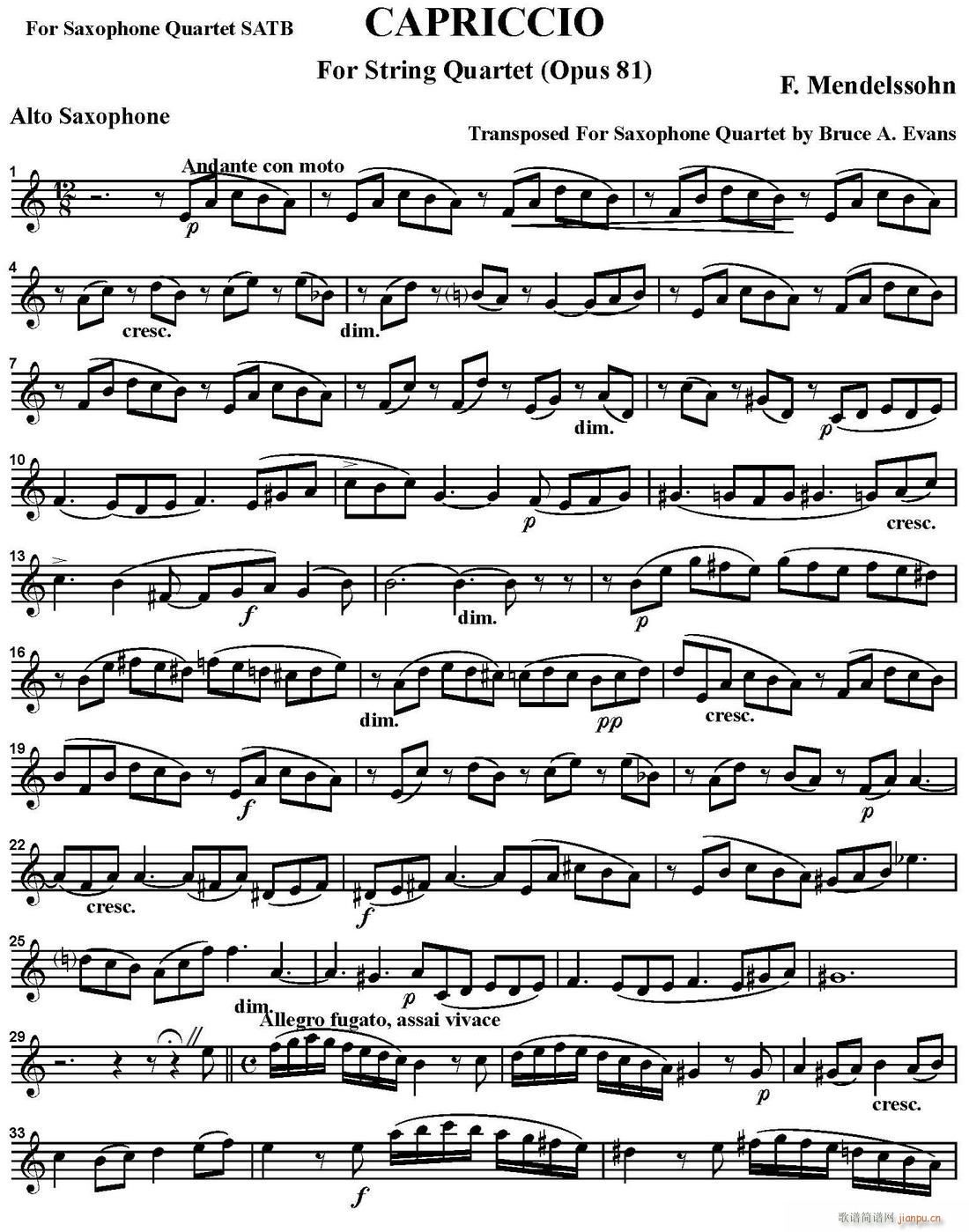 CAPRICCIO 四重奏 中音萨克斯(总谱)1