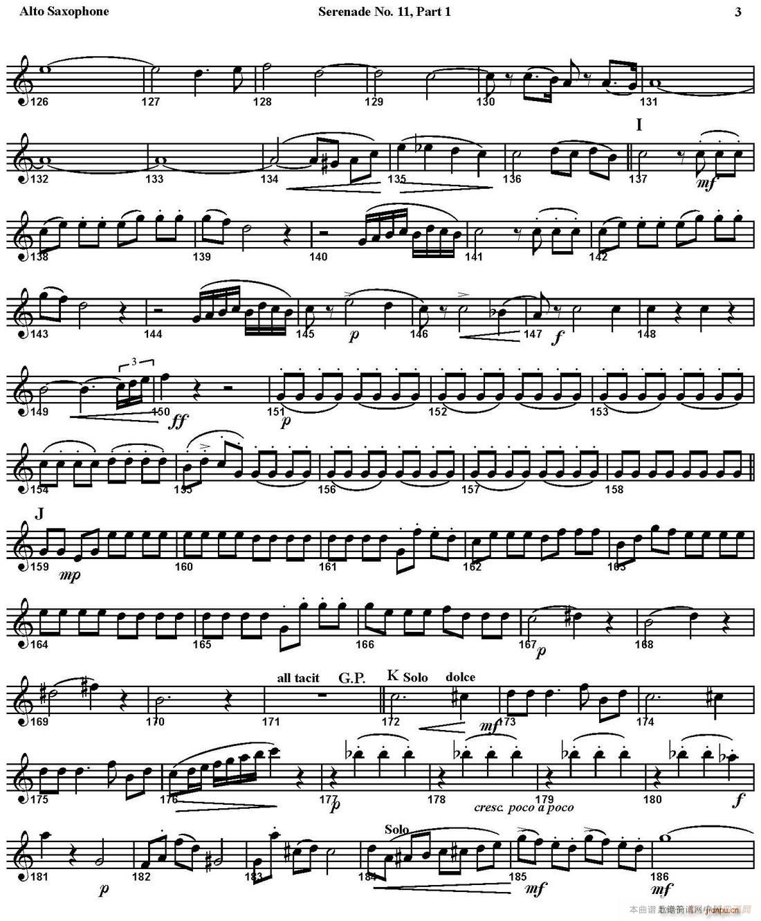 SERENADE No 11 in Eb K 375 Part 1 四重奏 中音萨克斯(总谱)3