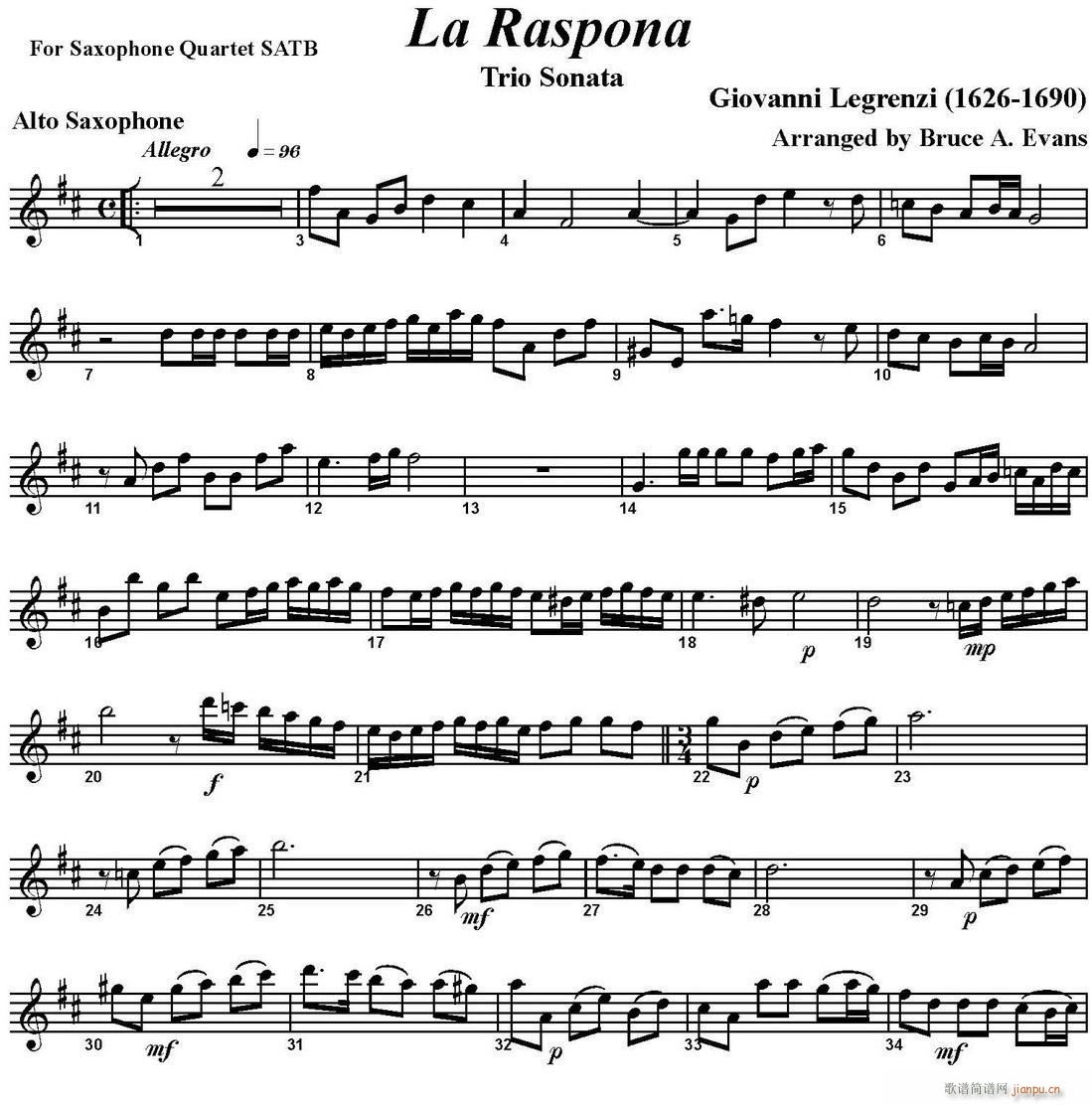 La Raspona 四重奏 中音萨克斯(总谱)1