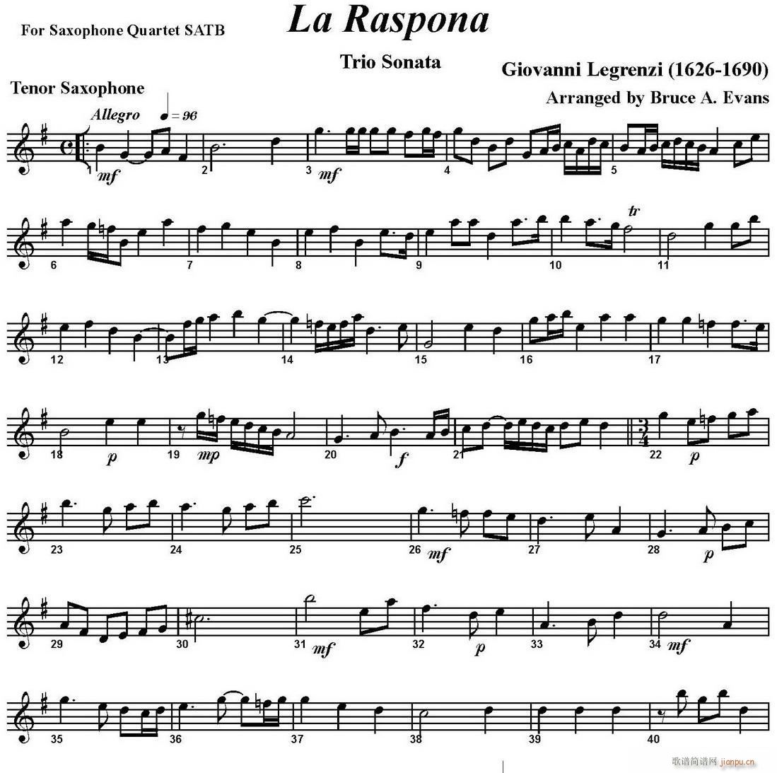 La Raspona 四重奏 次中音萨克斯(总谱)1