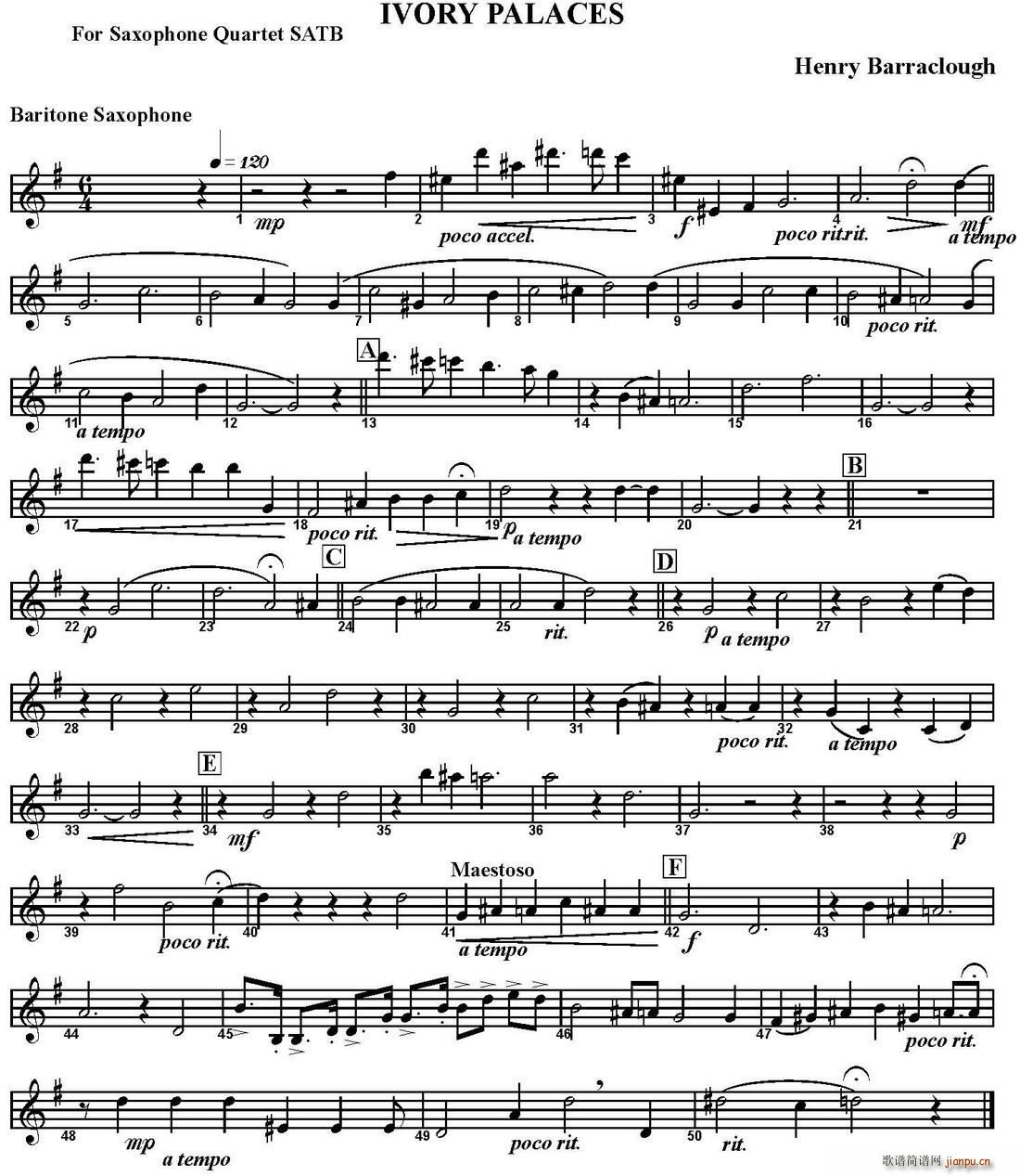 IVORY PALACES 四重奏 上低音萨克斯(总谱)1