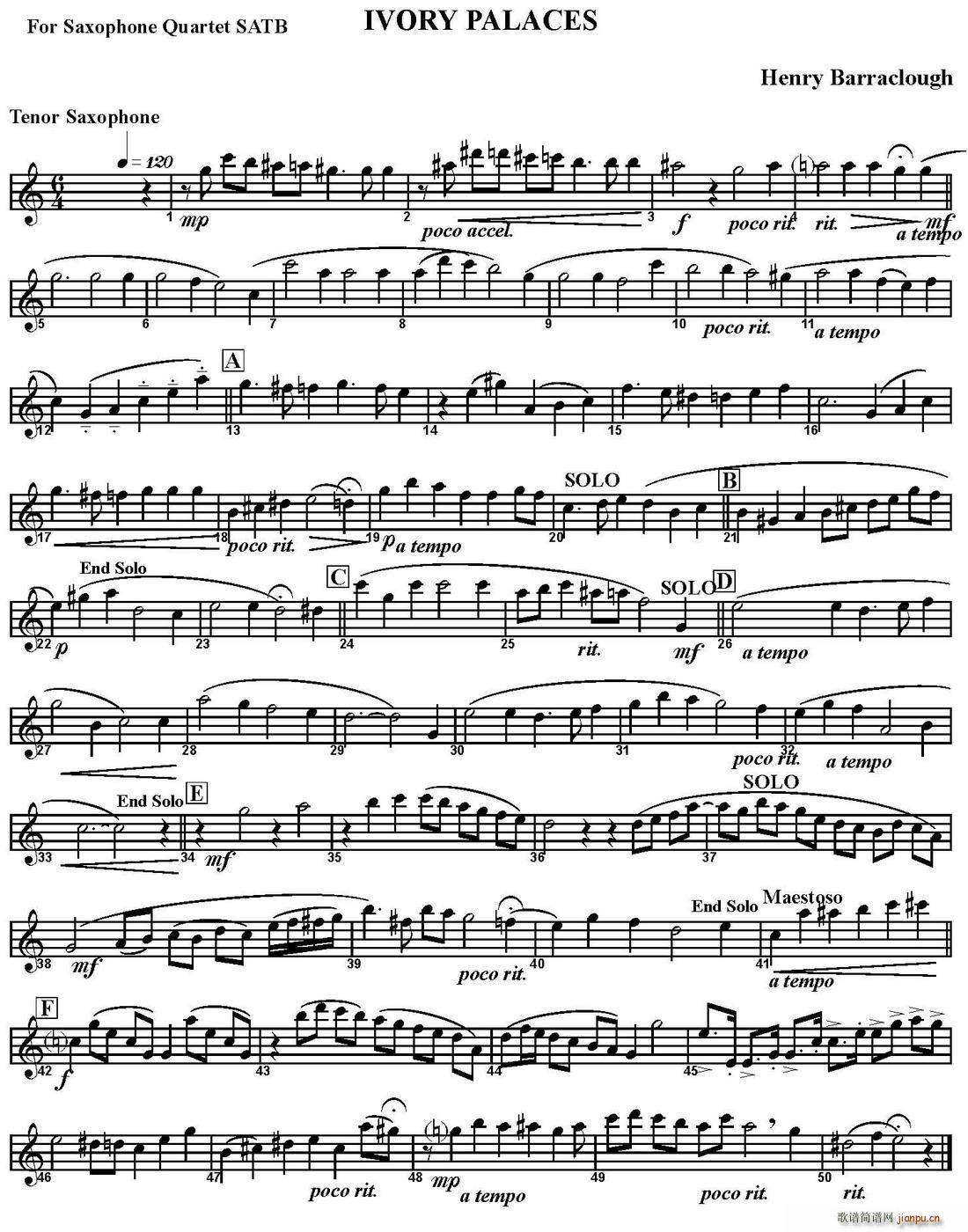 IVORY PALACES 四重奏 次中音萨克斯(总谱)1