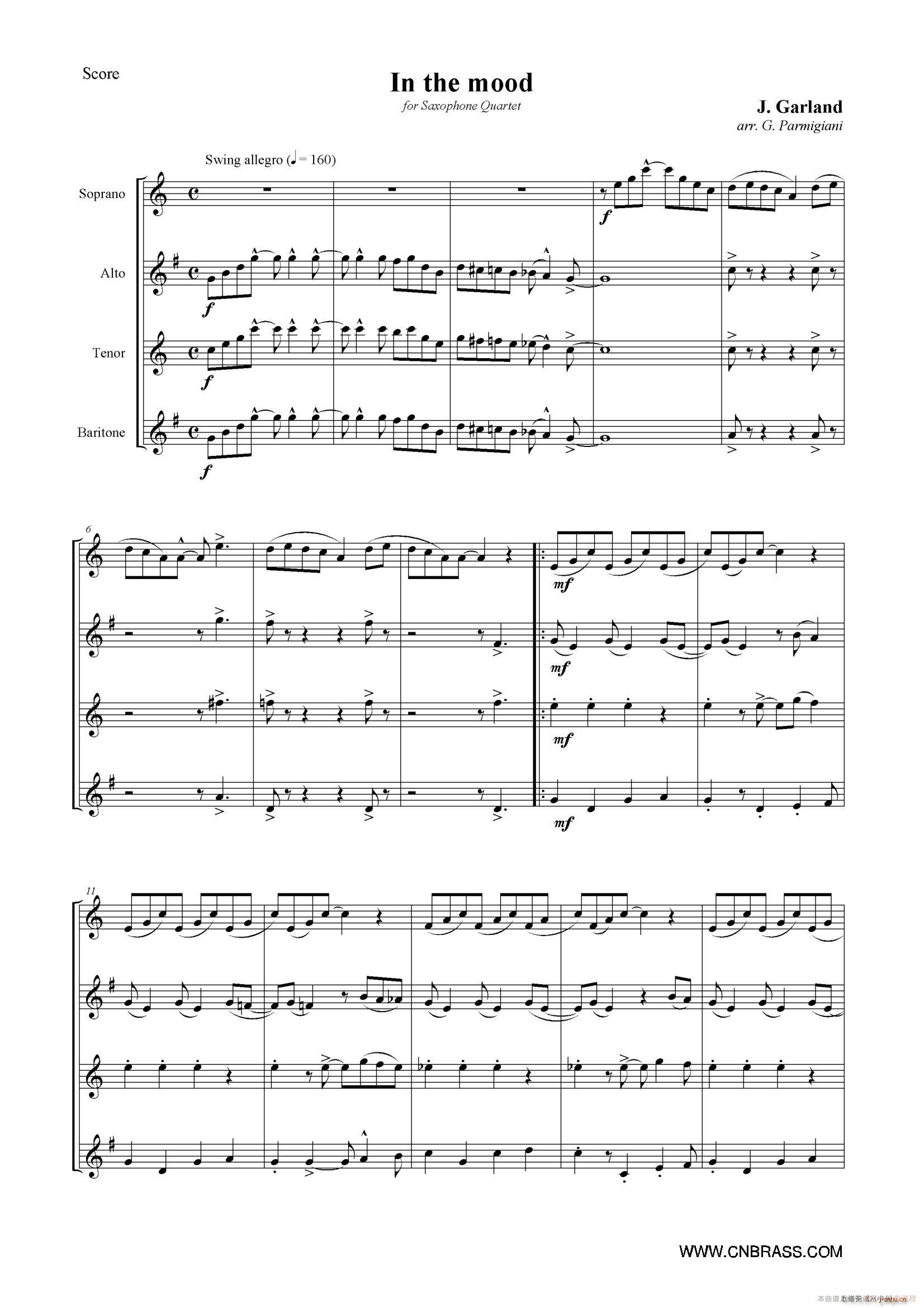 In The Mood 情绪 四重奏(总谱)1