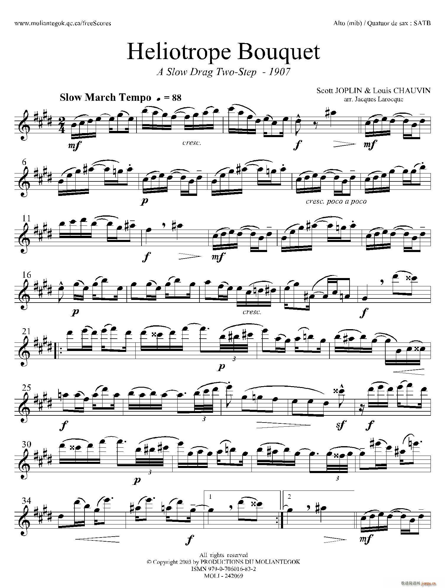 Heliotrope Bouquet 四重奏中音萨克斯(总谱)1