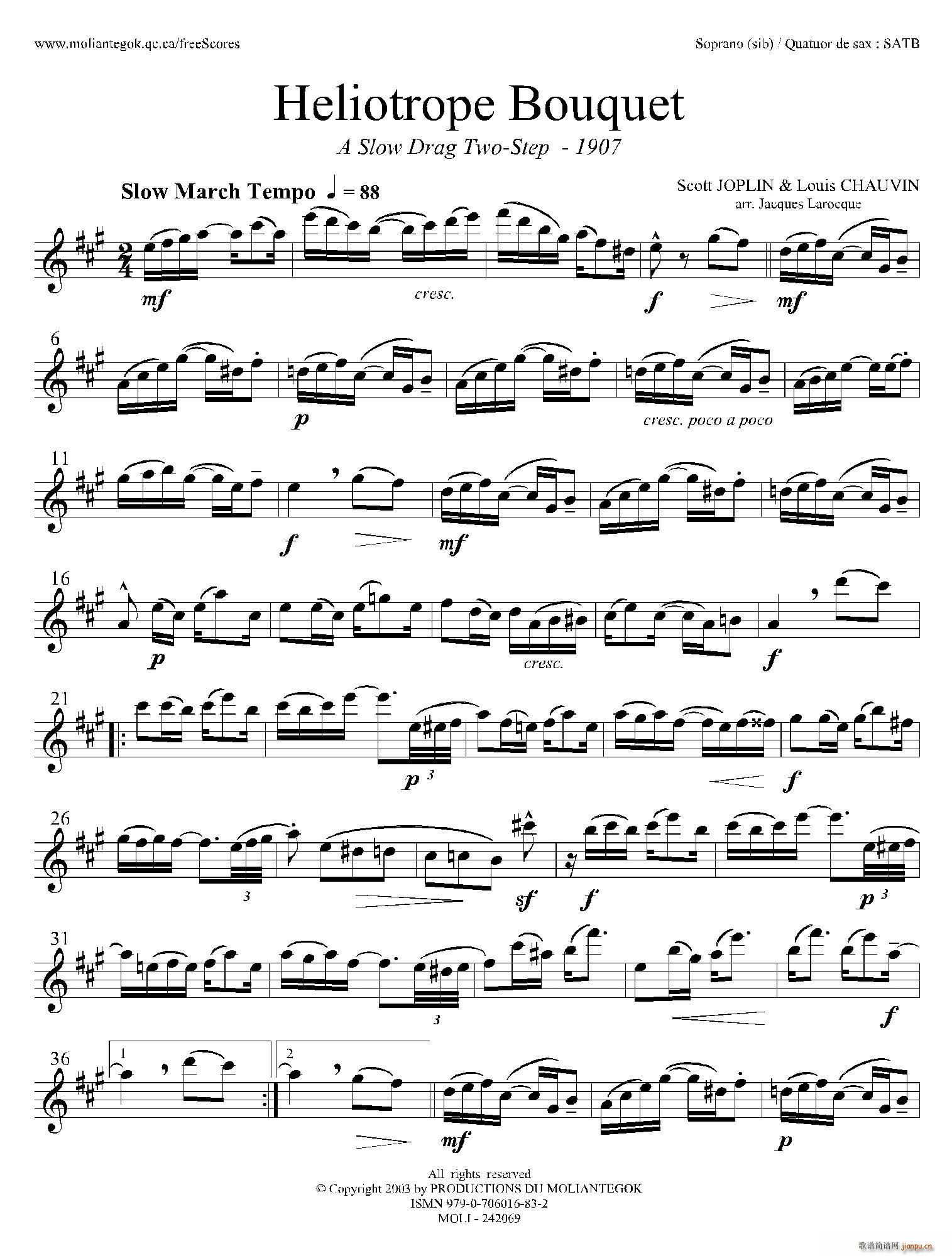 Heliotrope Bouquet 四重奏上低音萨克斯(总谱)1