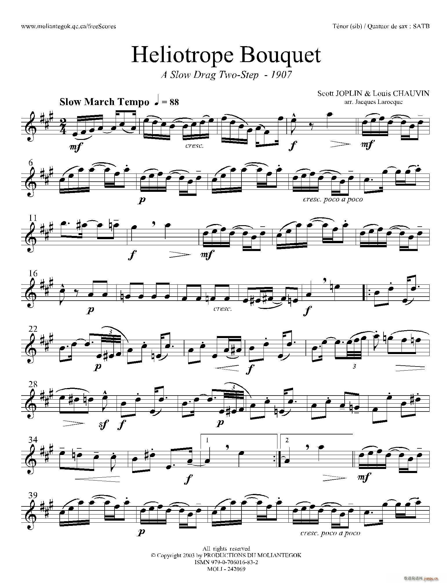 Heliotrope Bouquet 四重奏次中音萨克斯(总谱)1