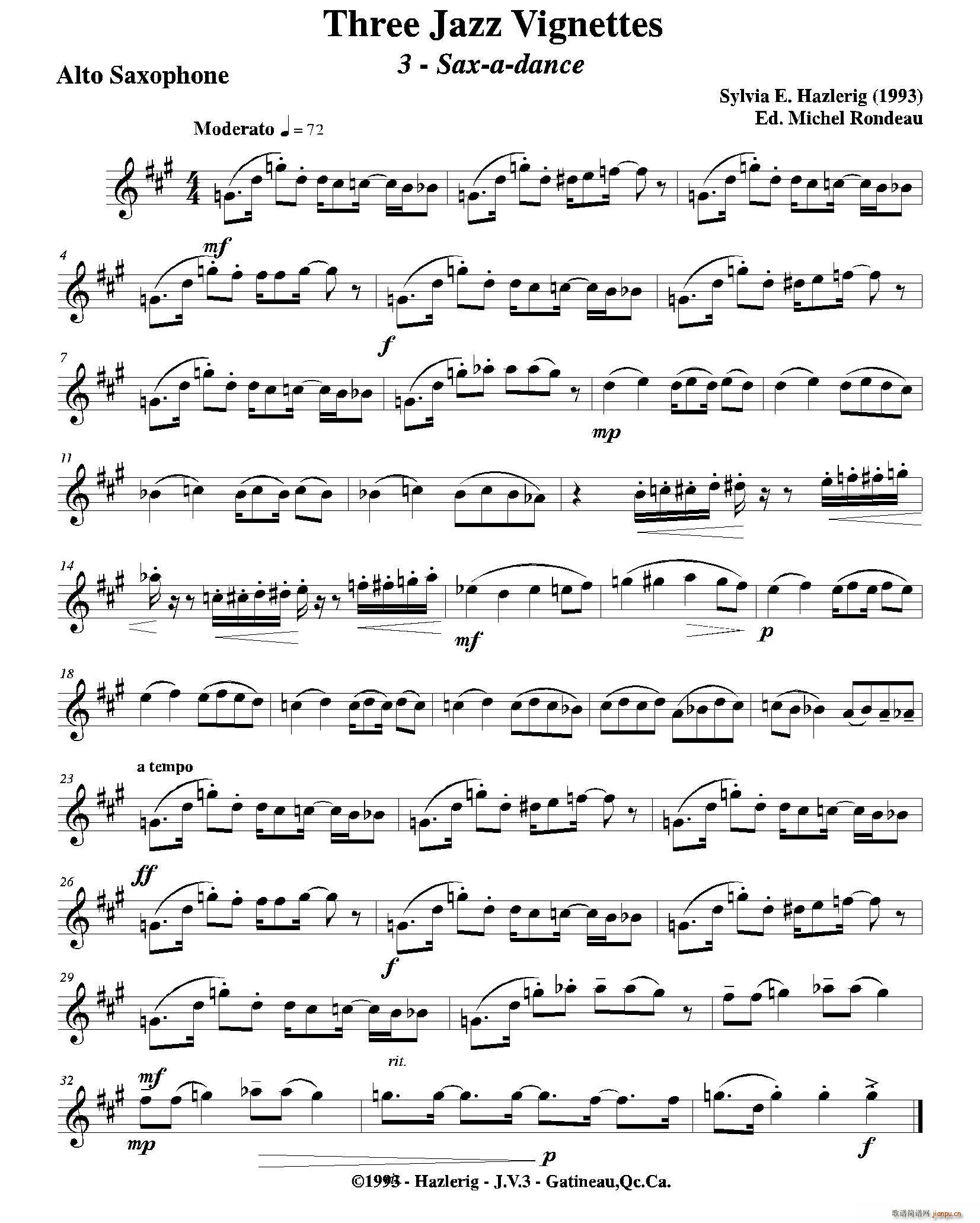 Three jazz vignettes 第三乐章 三重奏中音萨克斯(总谱)1