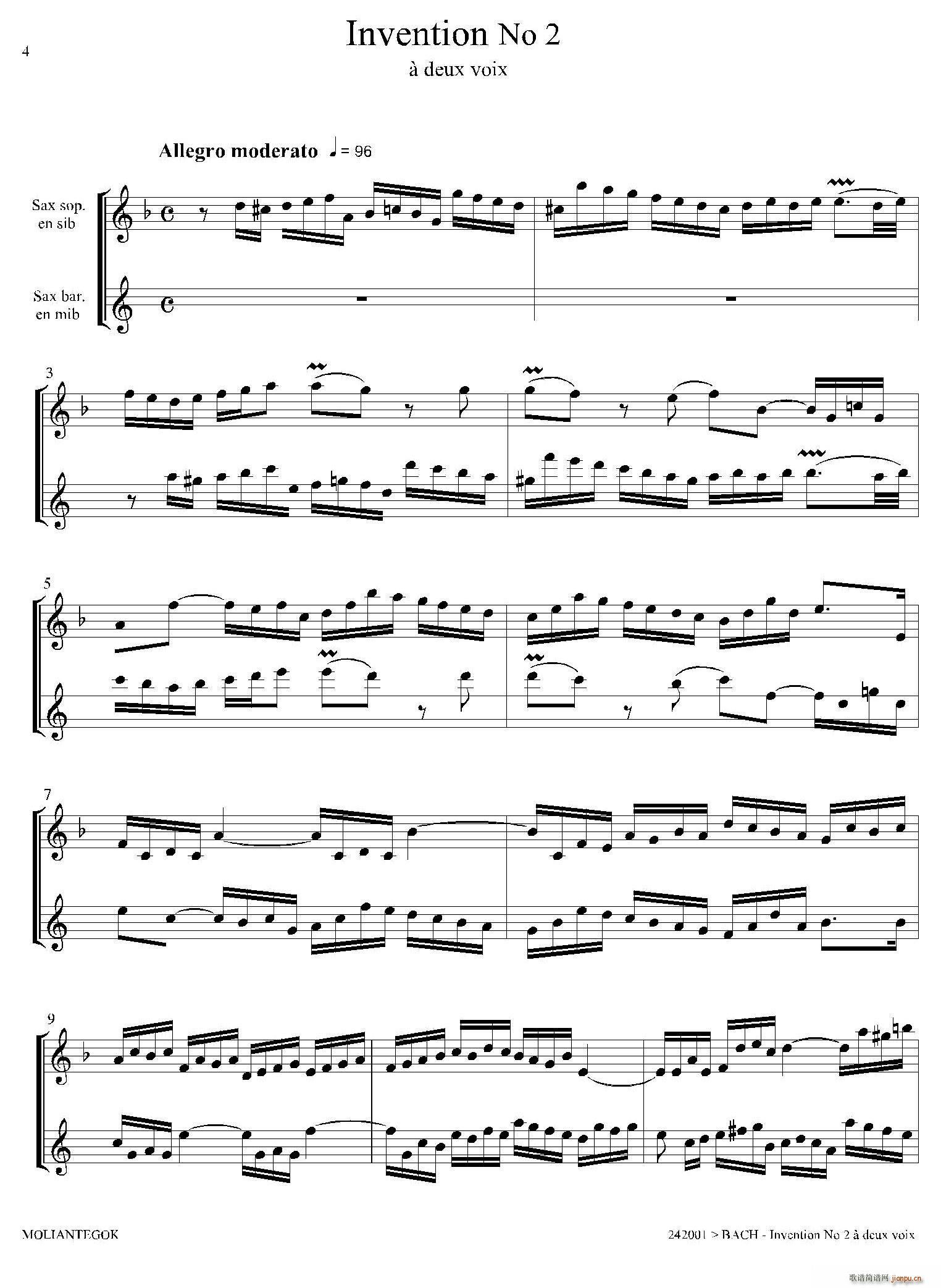 Inventions 巴赫15首创意曲 二重奏 2(总谱)1