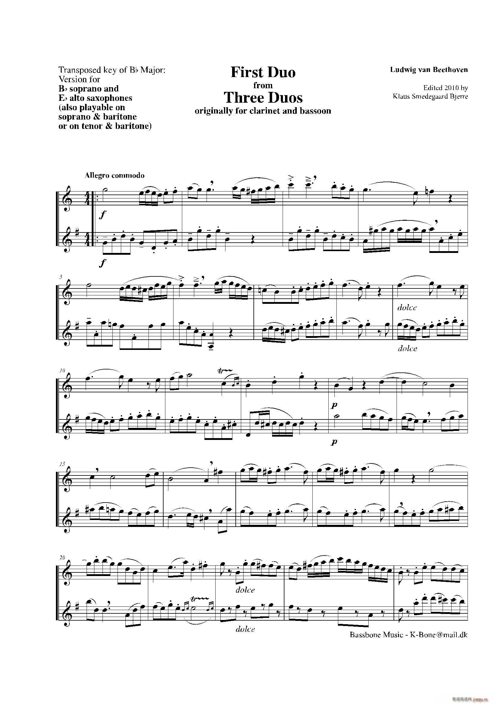 C大调二重奏 1 3首二重奏之一(总谱)1