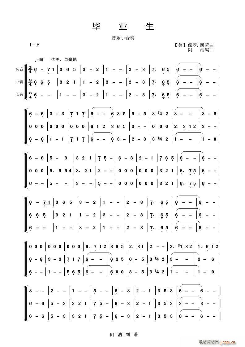 毕业生 管乐合奏(总谱)1