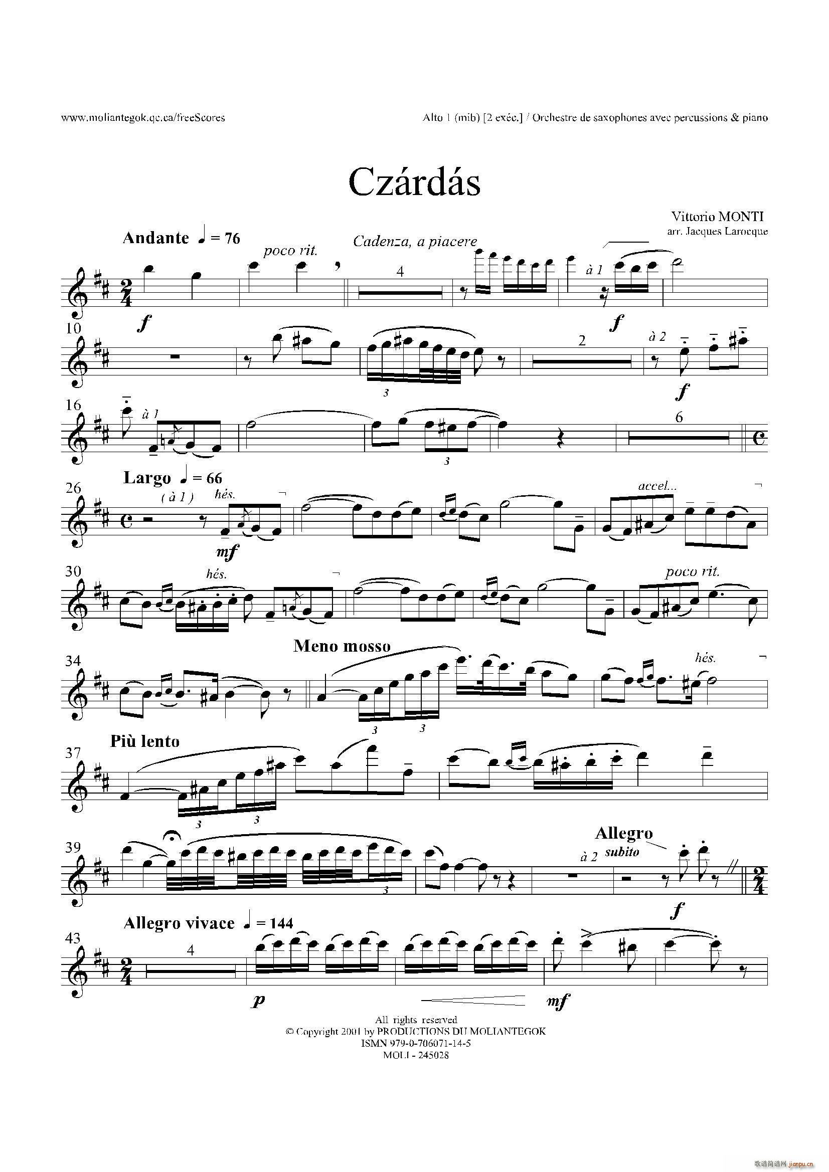 Czardas 查尔达斯 15重奏 3支中音萨克斯(总谱)1