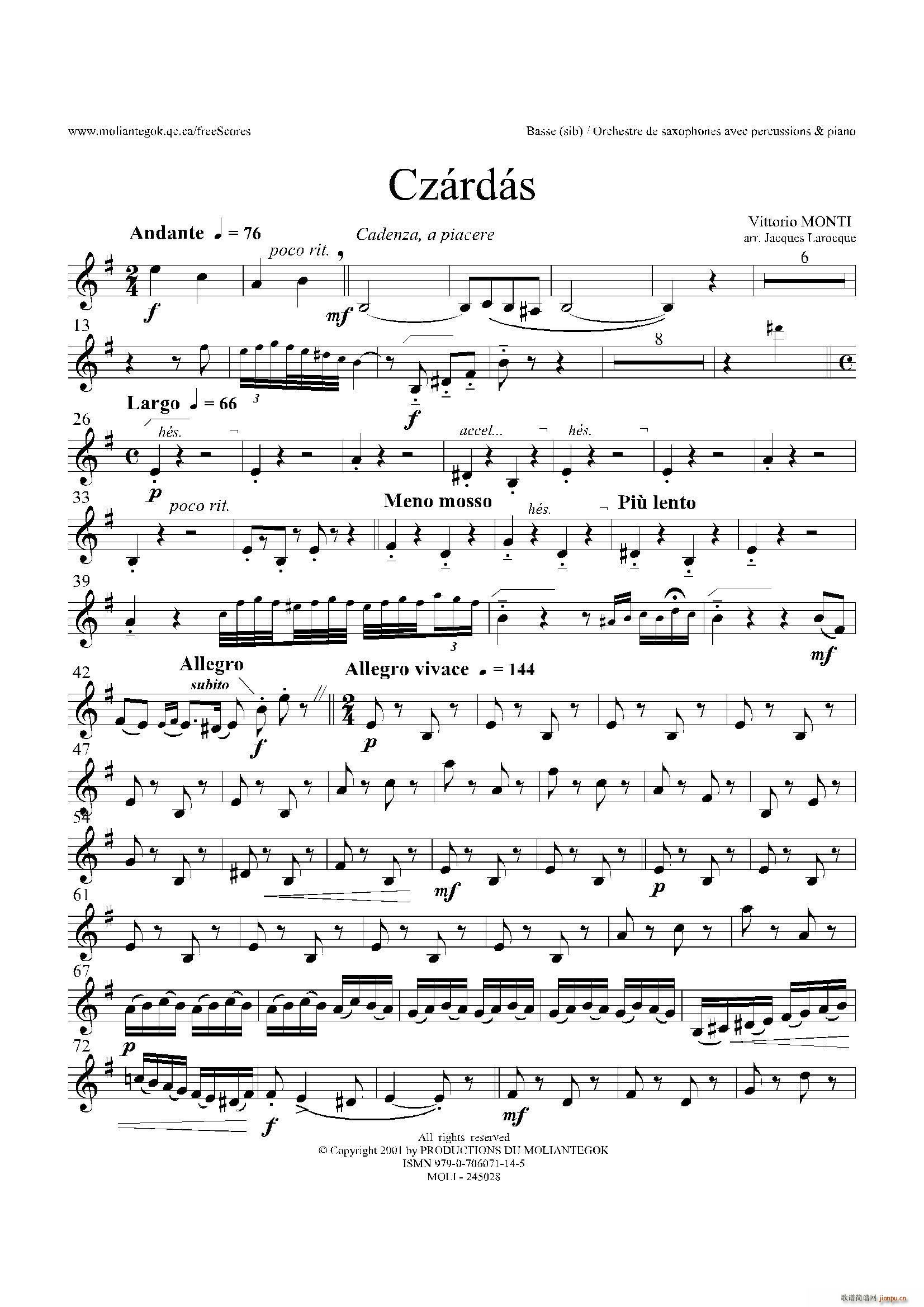 Czardas 查尔达斯 15重奏 Bass(总谱)1