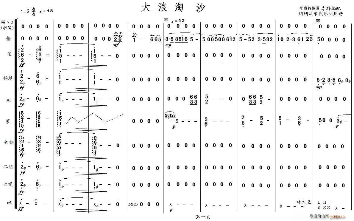 大浪淘沙 器乐合奏(总谱)1