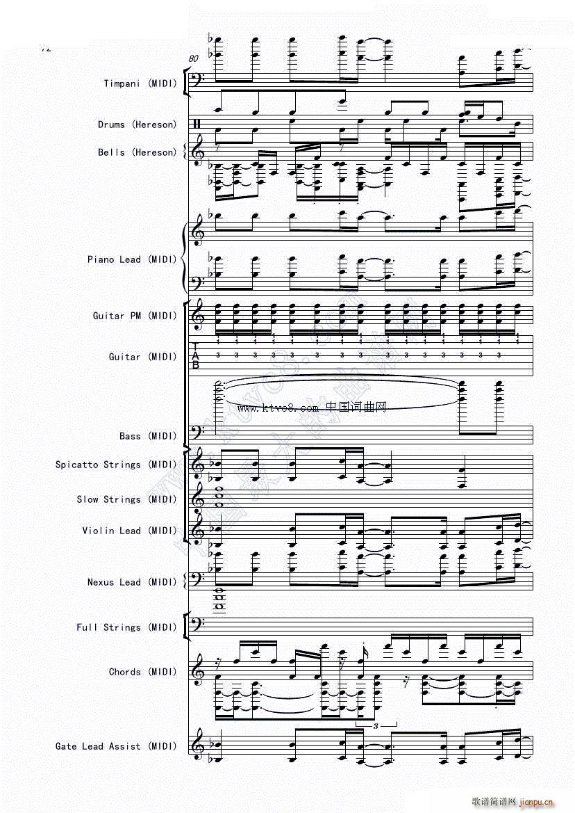 娜娜 斩 赤红之瞳ED1 震撼(总谱)78