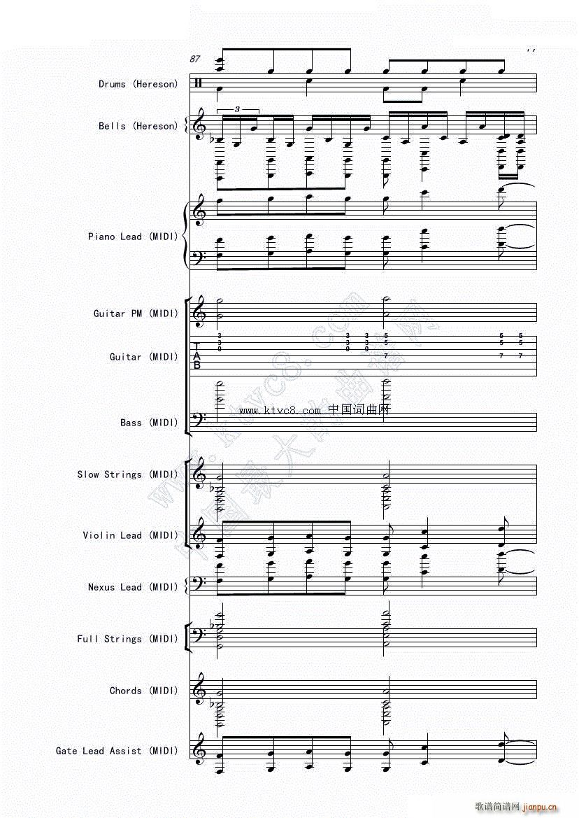 娜娜 斩 赤红之瞳ED1 震撼(总谱)85