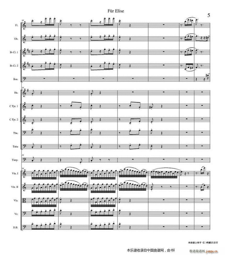 致爱丽丝 管弦乐 乐器谱(总谱)5