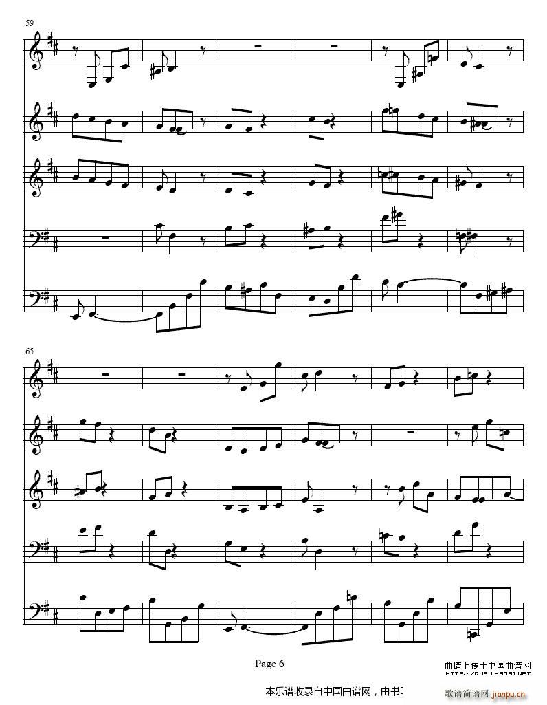 b小调单簧管与弦乐五重奏 乐器谱(总谱)6