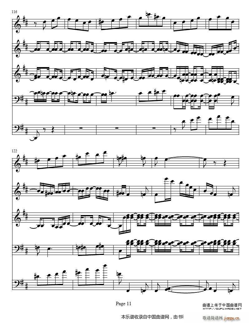 b小调单簧管与弦乐五重奏 乐器谱(总谱)11