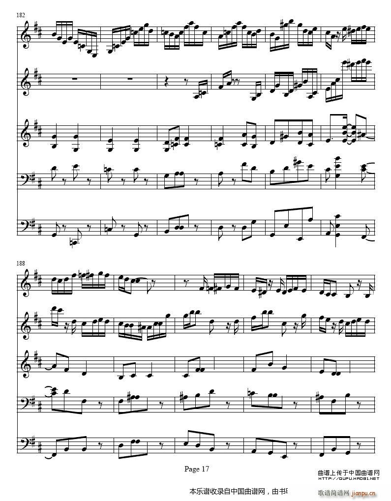 b小调单簧管与弦乐五重奏 乐器谱(总谱)17