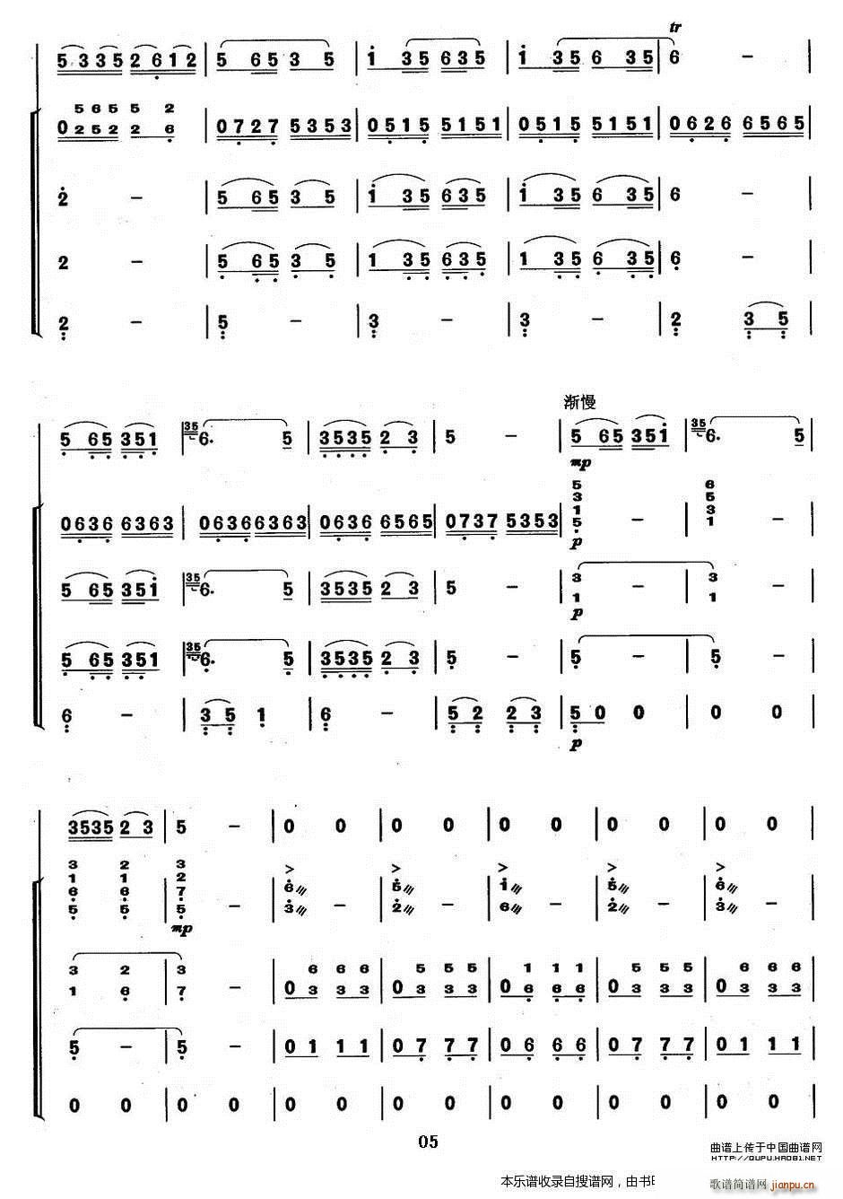美丽的边疆 葫芦丝 乐队伴奏 P5(总谱)1