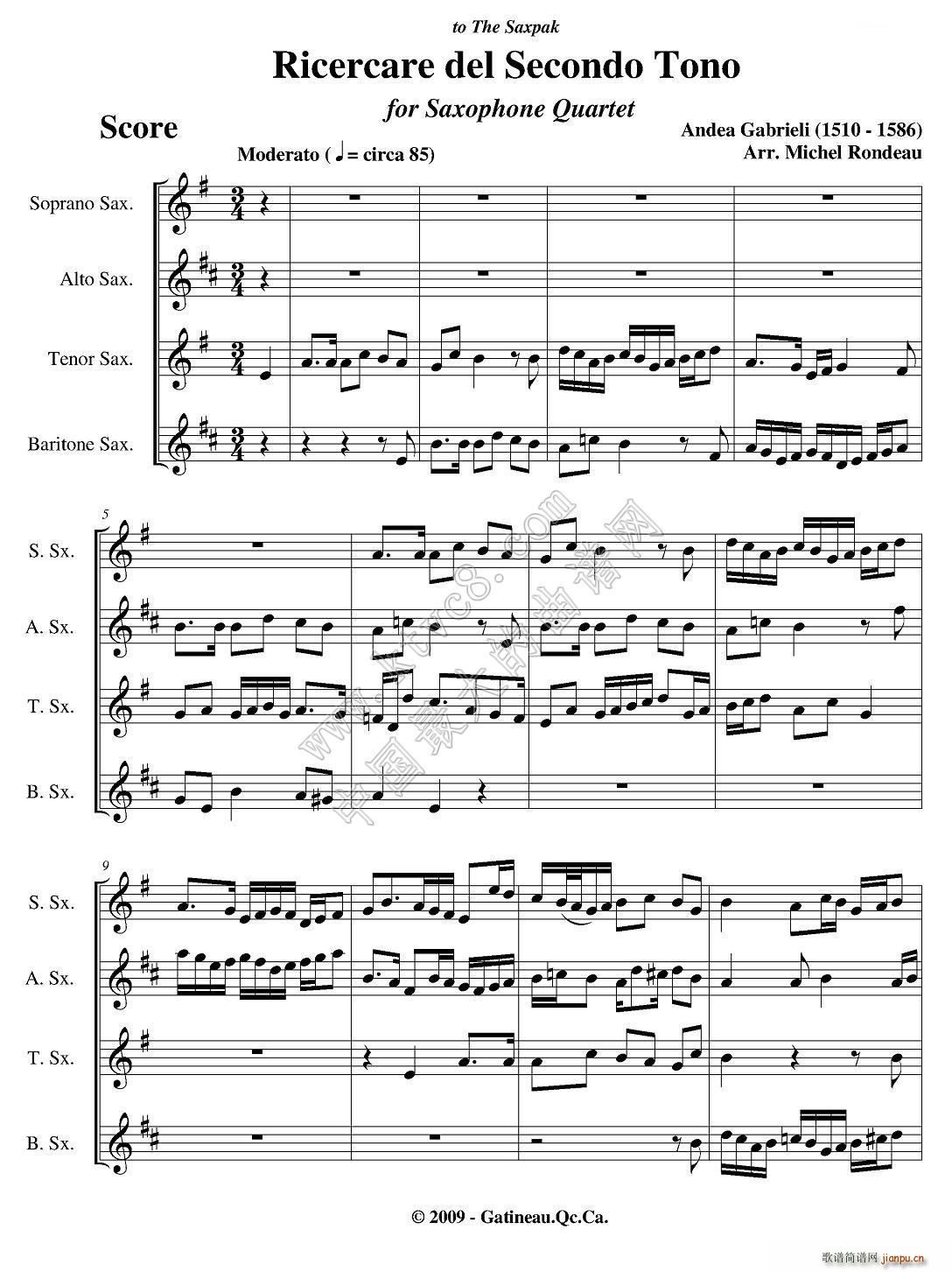 Ricercare del Secondo Tono 四重奏(总谱)1