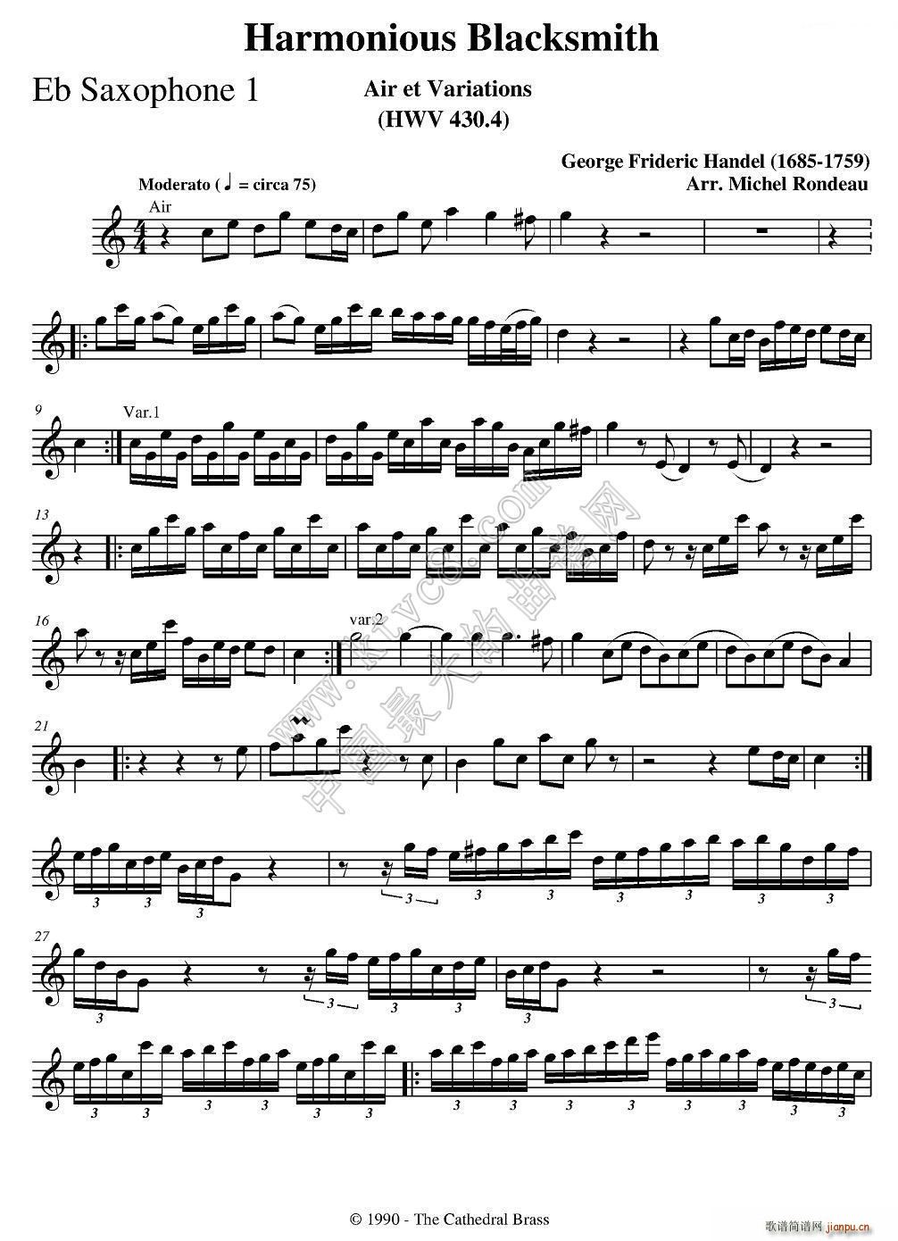 Harmonious Blacksmith 快乐的铁匠 四重奏(总谱)1