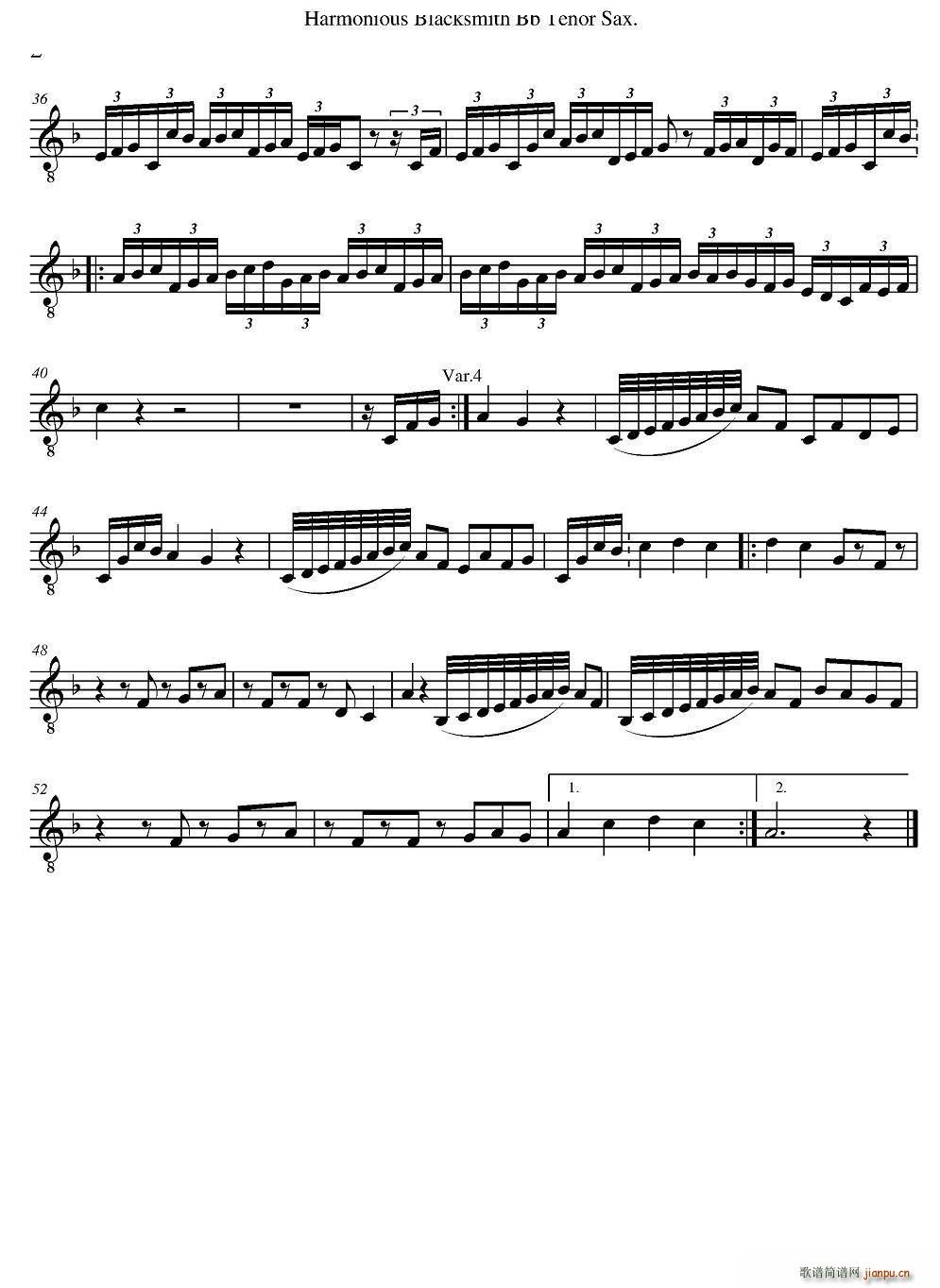 Harmonious Blacksmith 快乐的铁匠 四重奏(总谱)8