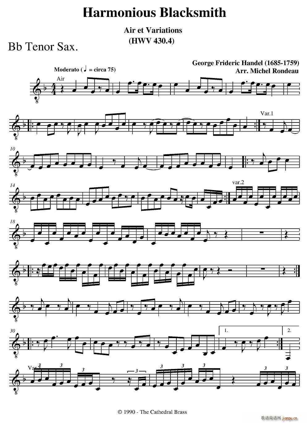 Harmonious Blacksmith 快乐的铁匠 四重奏(总谱)7