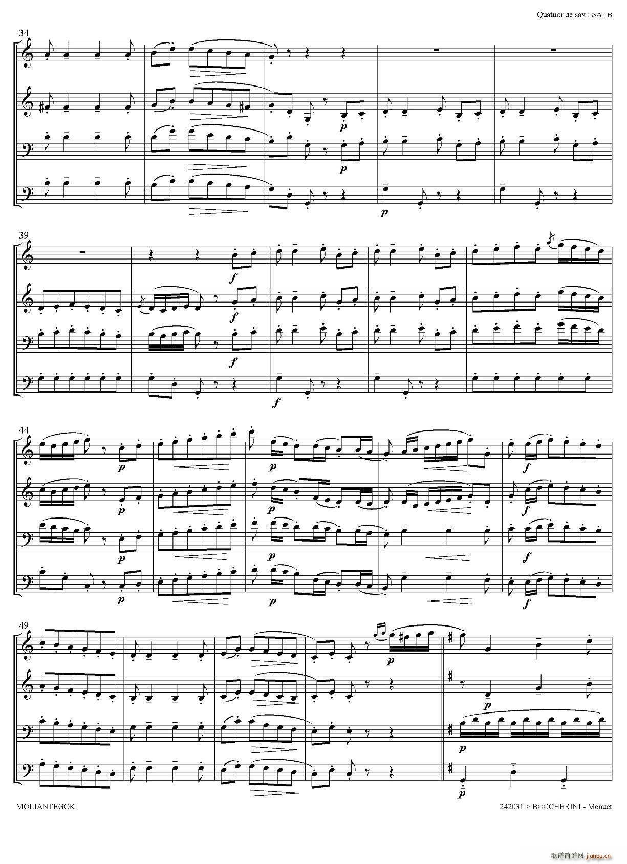 Quintette Op 11 No 5 四重奏(总谱)3