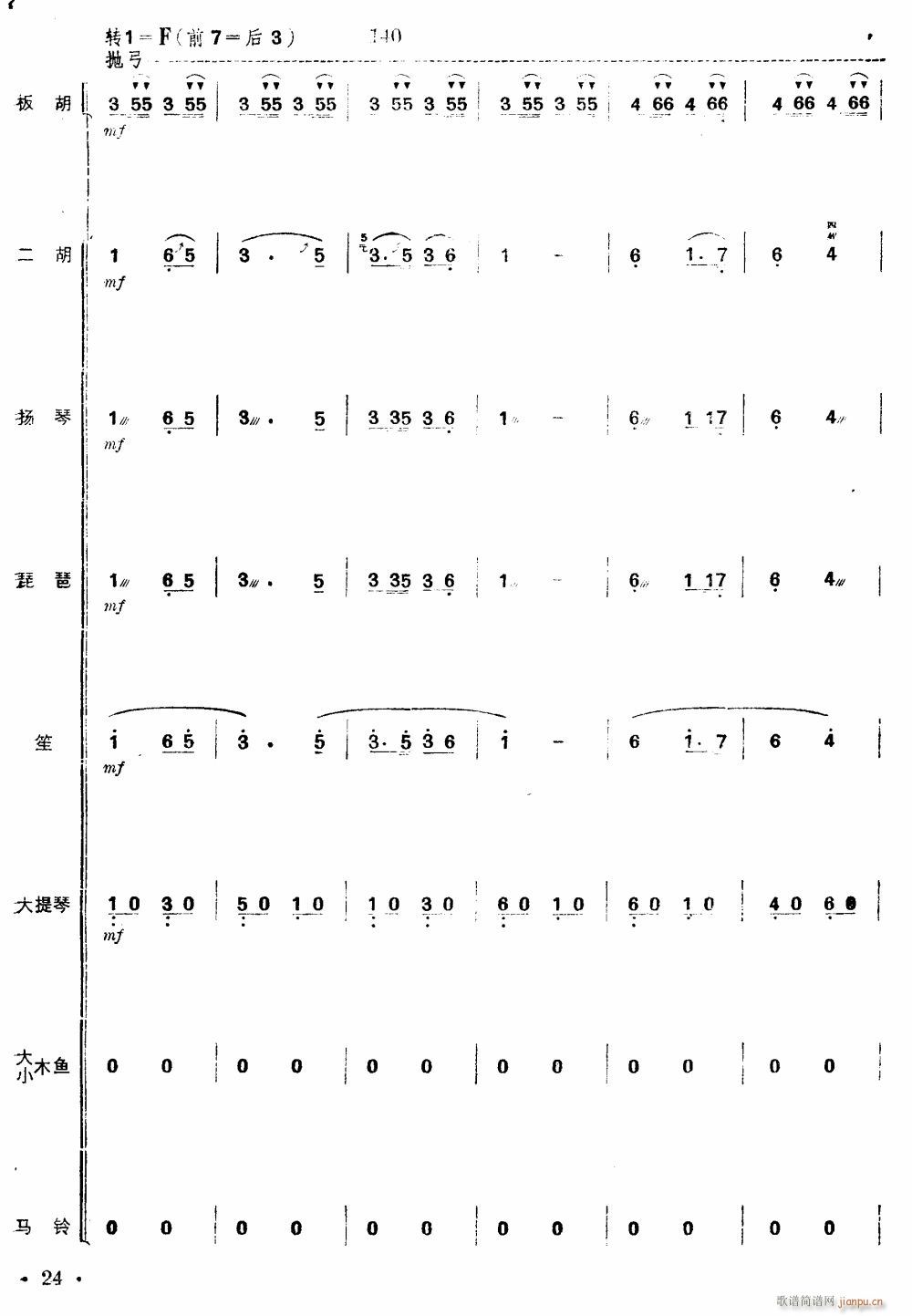 沿着社会主义大道奔前方 板胡独奏 24(总谱)1