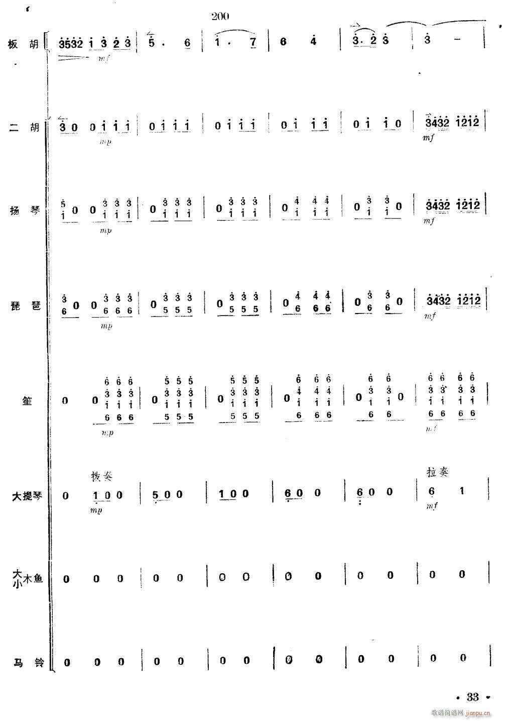 沿着社会主义大道奔前方 板胡独奏 33(总谱)1