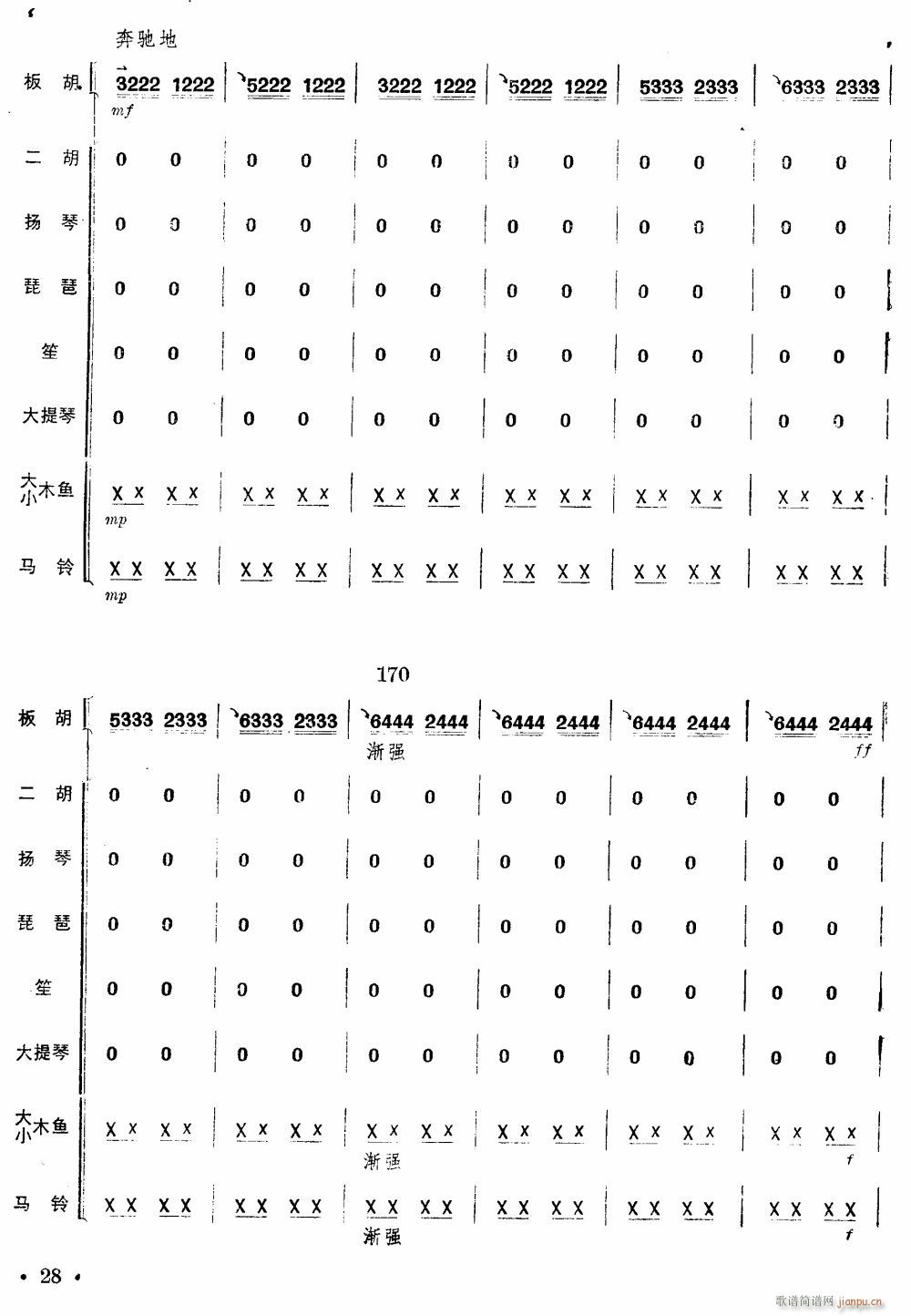 沿着社会主义大道奔前方 板胡独奏 28(总谱)1