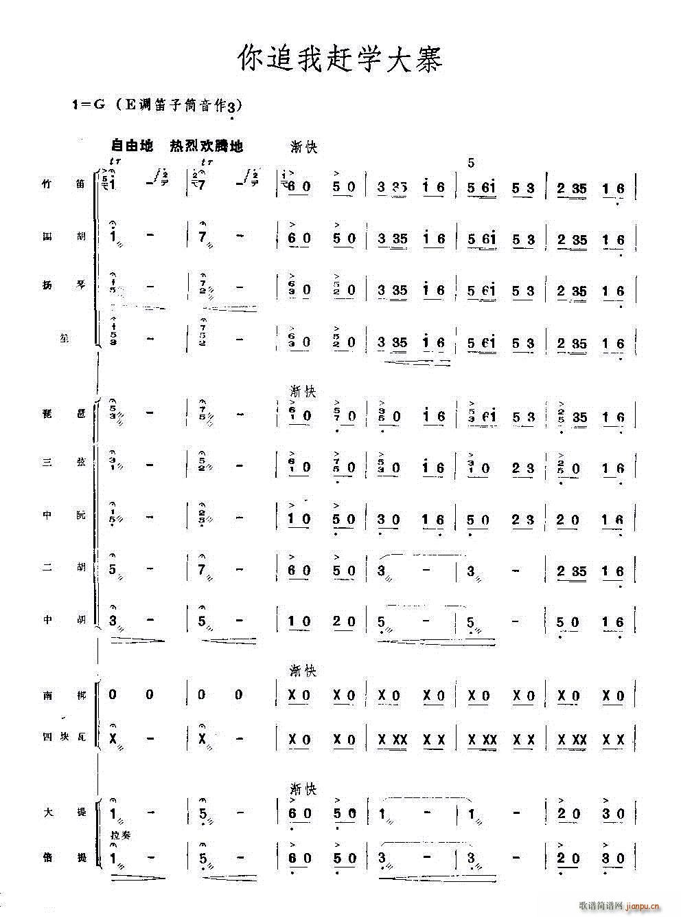 你追我赶学大寨 民乐合奏(总谱)1