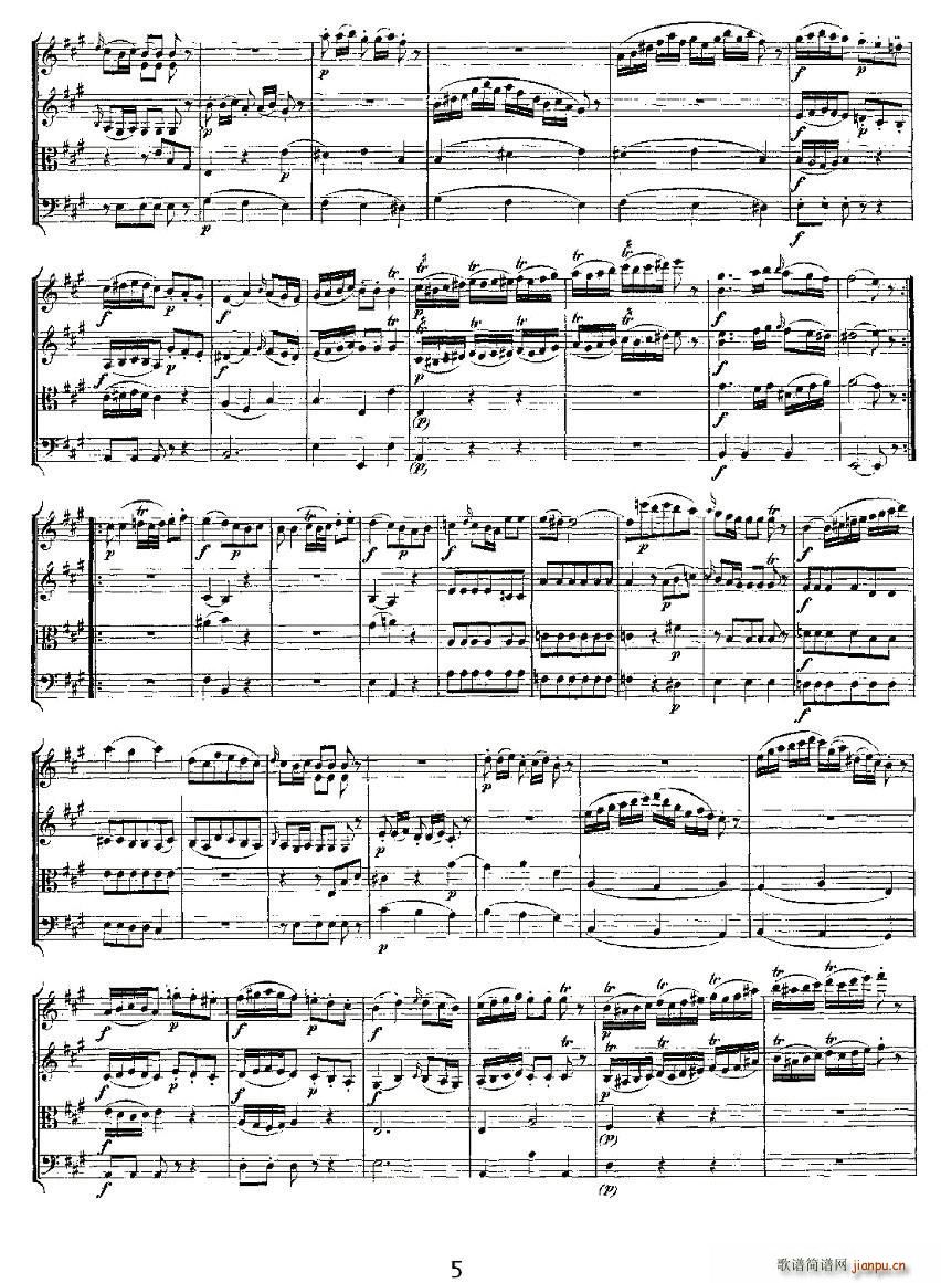 Quartet No 2 in D Major K 155 D大调第二弦乐四重奏(总谱)5