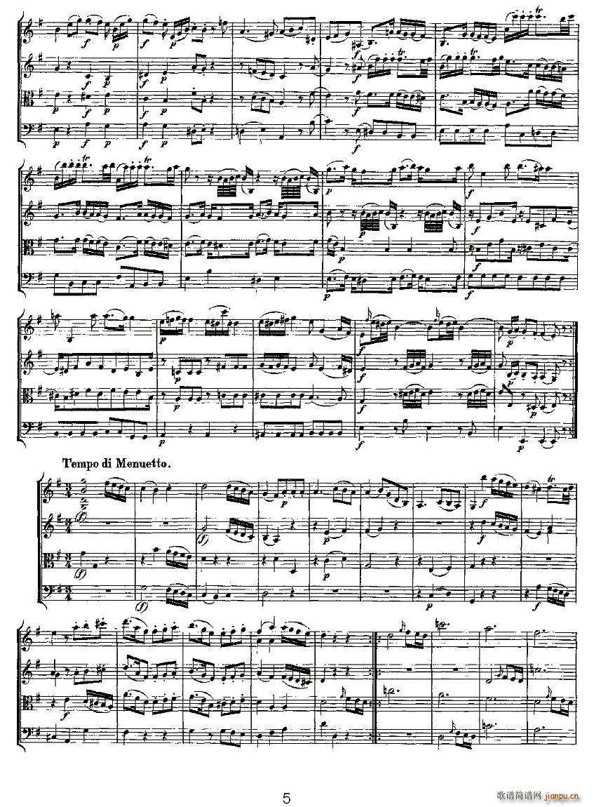 Quartet No 3 in G Major K 156 G大调第三弦乐四重奏(总谱)5