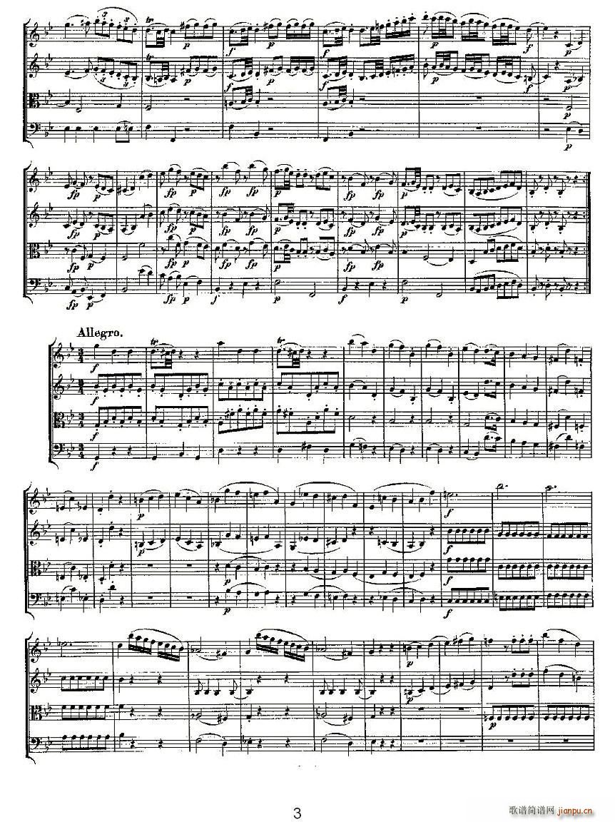 Quartet No 6 in Bb Major K 159 降B大调第六弦乐四重奏(总谱)3